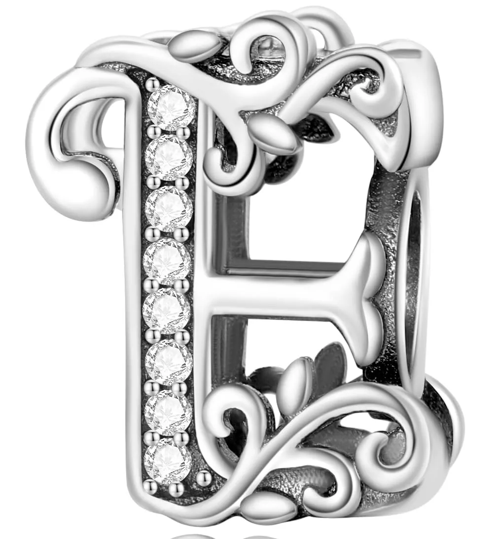 XWN Lettera Bead Charm Ciondolo Alfabeto Argento Sterling 925 con Cubic Zirconia Pendenti per Pandora Braccialetti, Compatibile con Braccialetti e Collane europei - immagine 1