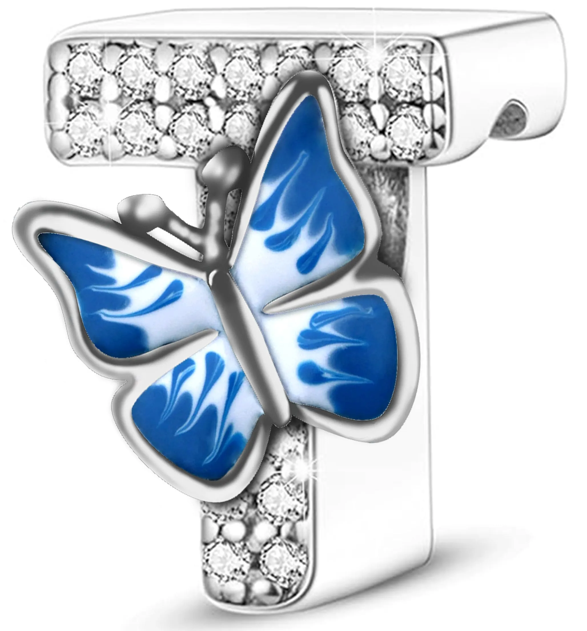 XWN Lettera Bead Charm Ciondolo Alfabeto Argento Sterling 925 con Cubic Zirconia Pendenti per Pandora Braccialetti, Compatibile con Braccialetti e Collane europei - immagine 1