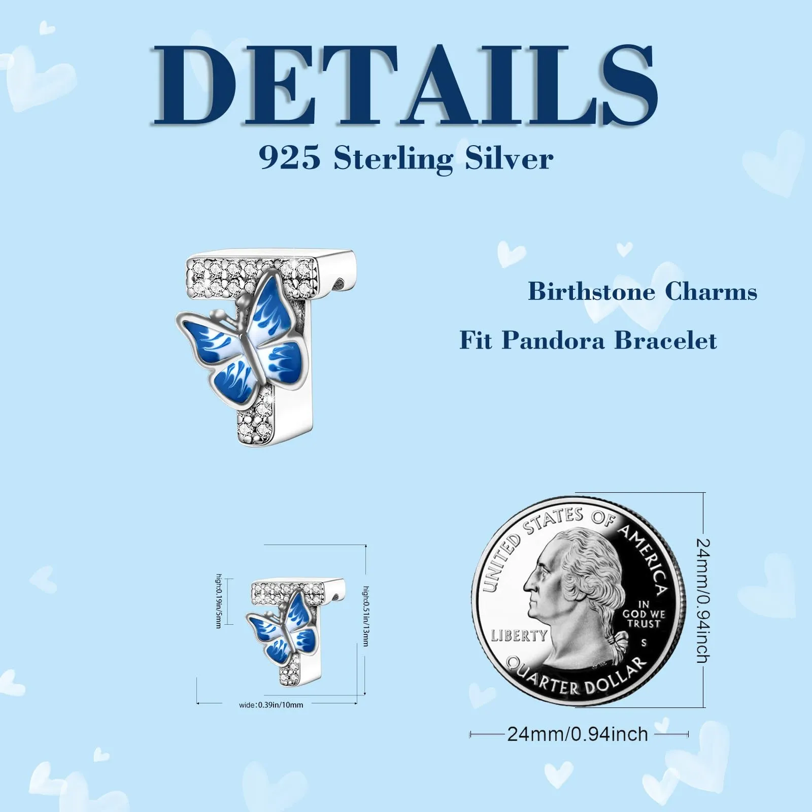 XWN Lettera Bead Charm Ciondolo Alfabeto Argento Sterling 925 con Cubic Zirconia Pendenti per Pandora Braccialetti, Compatibile con Braccialetti e Collane europei - immagine 7