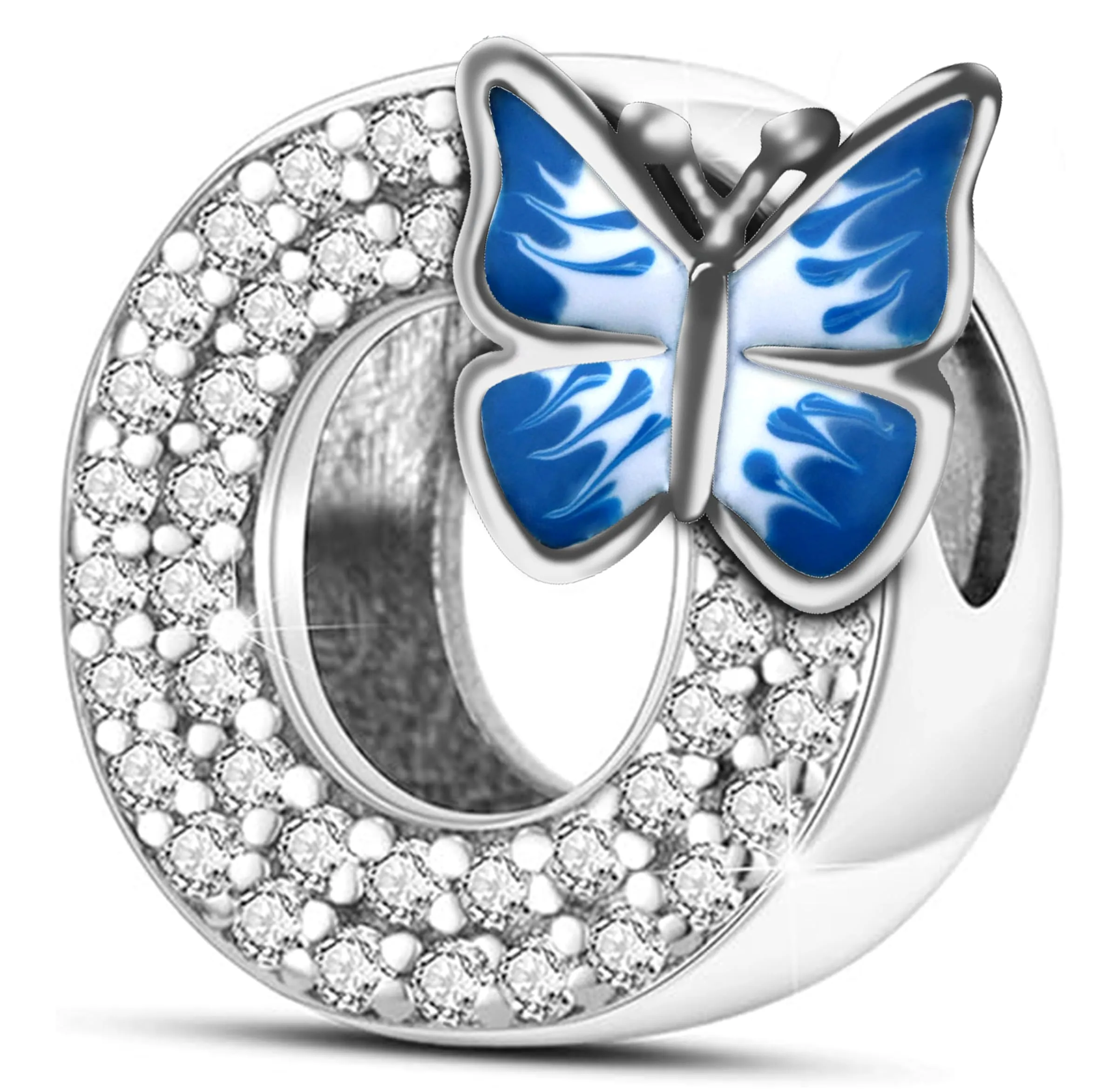 XWN Lettera Bead Charm Ciondolo Alfabeto Argento Sterling 925 con Cubic Zirconia Pendenti per Pandora Braccialetti, Compatibile con Braccialetti e Collane europei - immagine 1