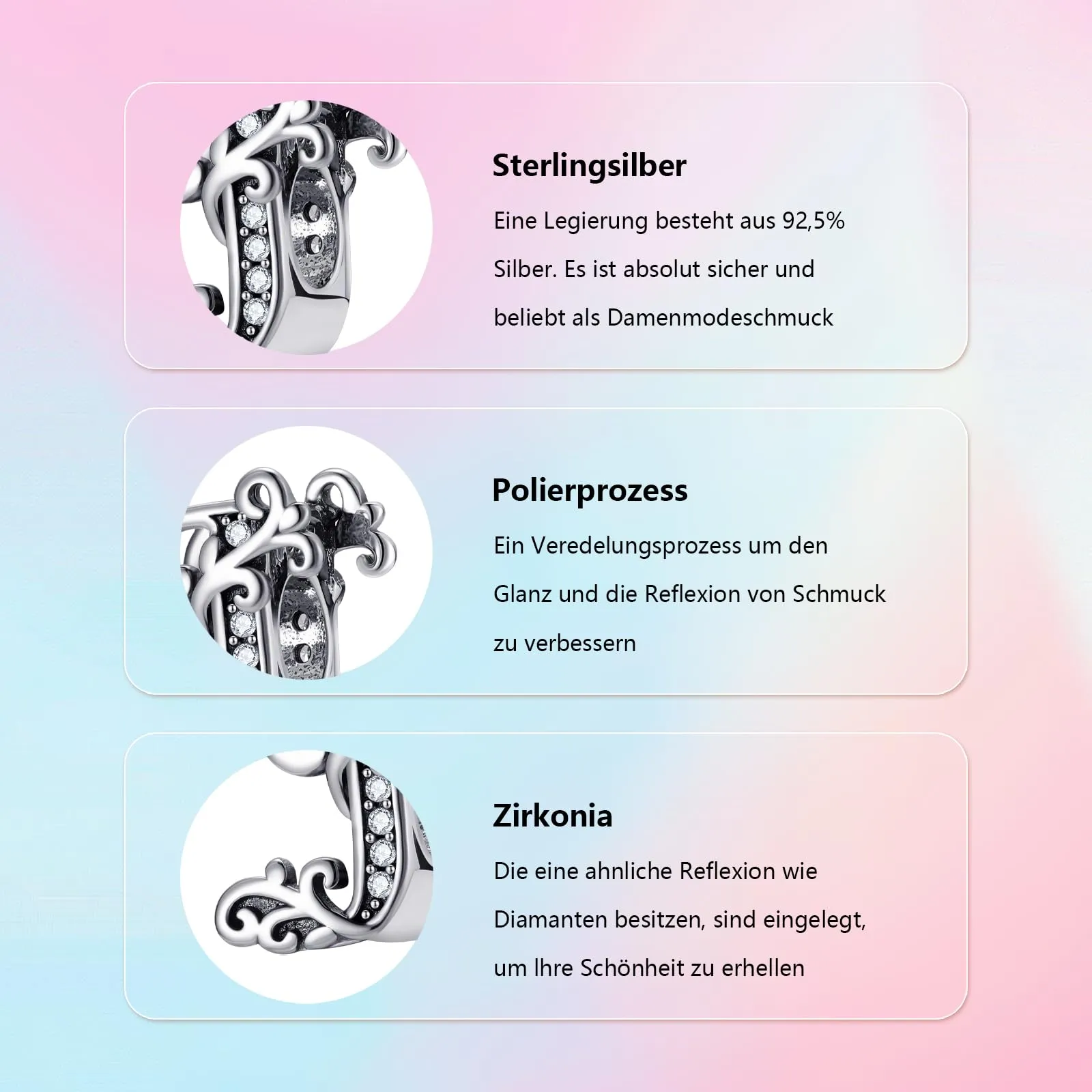 XWN Lettera Bead Charm Ciondolo Alfabeto Argento Sterling 925 con Cubic Zirconia Pendenti per Pandora Braccialetti, Compatibile con Braccialetti e Collane europei - immagine 5