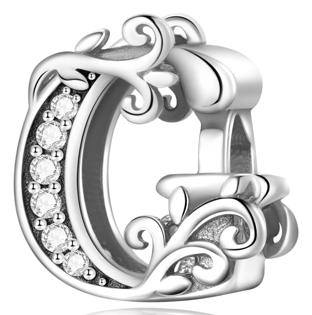 XWN Lettera Bead Charm Ciondolo Alfabeto Argento Sterling 925 con Cubic Zirconia Pendenti per Pandora Braccialetti, Compatibile con Braccialetti e Collane europei - immagine 1