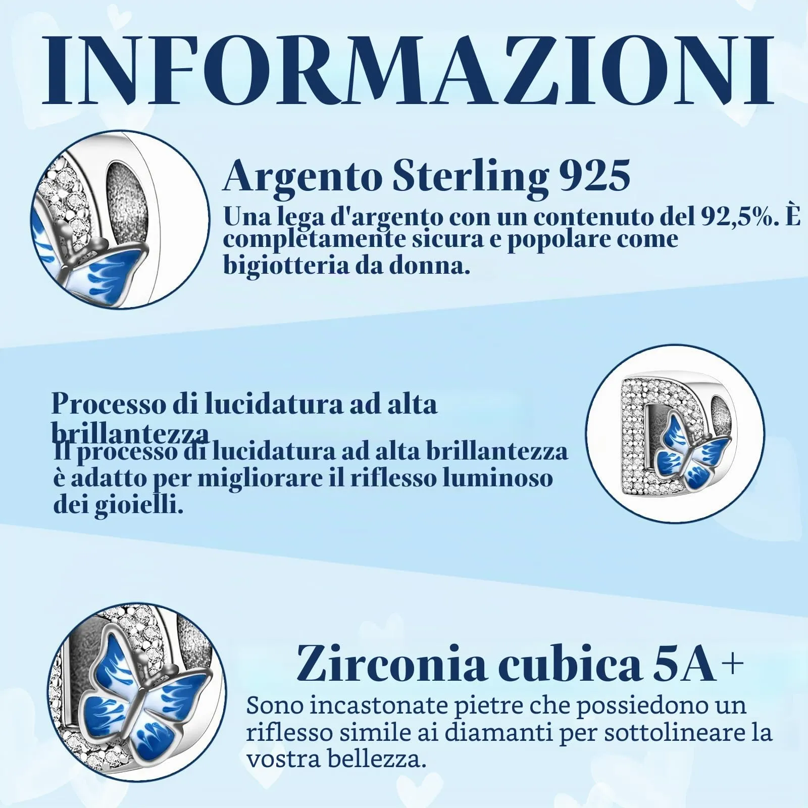 XWN Lettera Bead Charm Ciondolo Alfabeto Argento Sterling 925 con Cubic Zirconia Pendenti per Pandora Braccialetti, Compatibile con Braccialetti e Collane europei - immagine 6