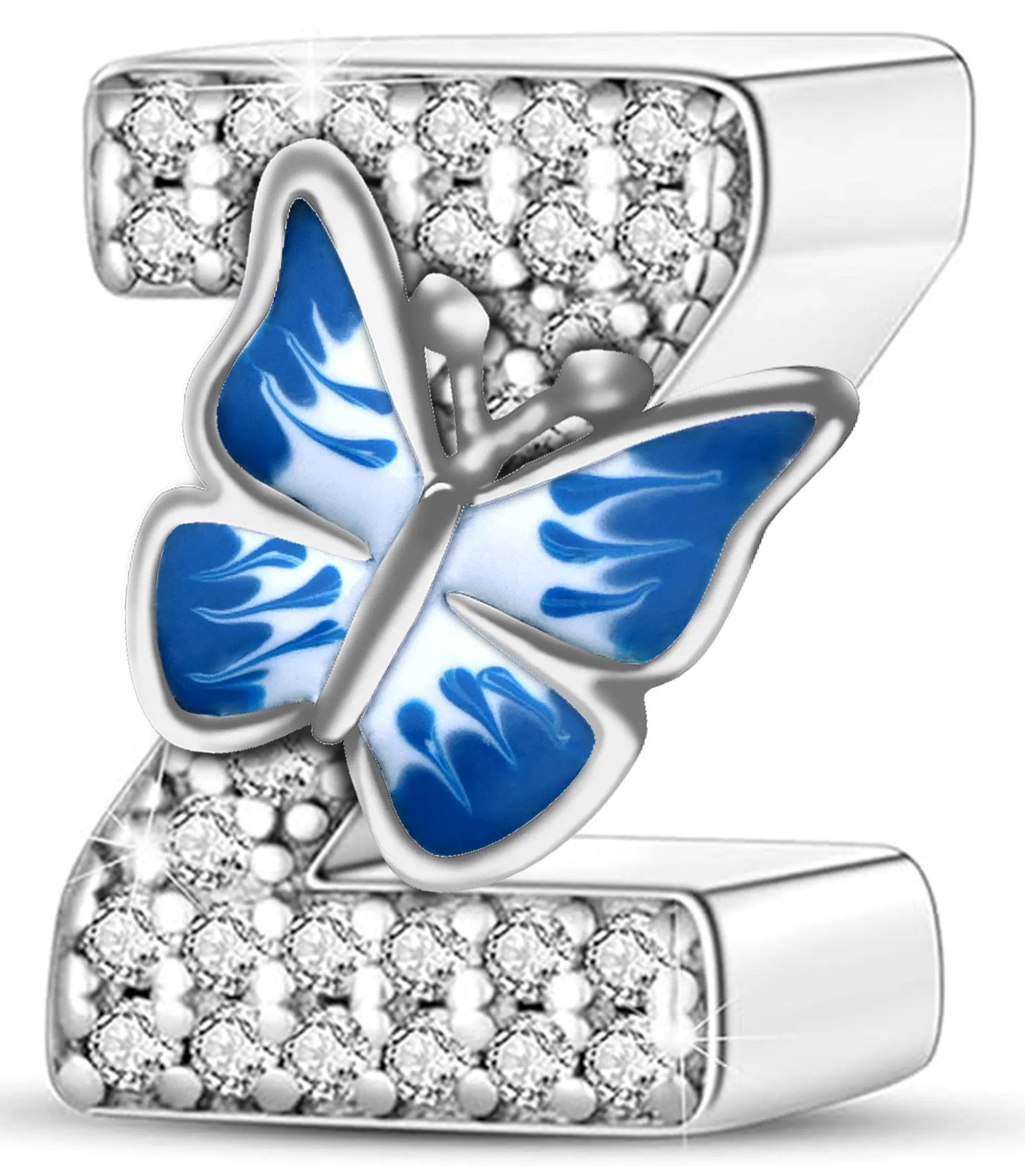 XWN Lettera Bead Charm Ciondolo Alfabeto Argento Sterling 925 con Cubic Zirconia Pendenti per Pandora Braccialetti, Compatibile con Braccialetti e Collane europei - immagine 1