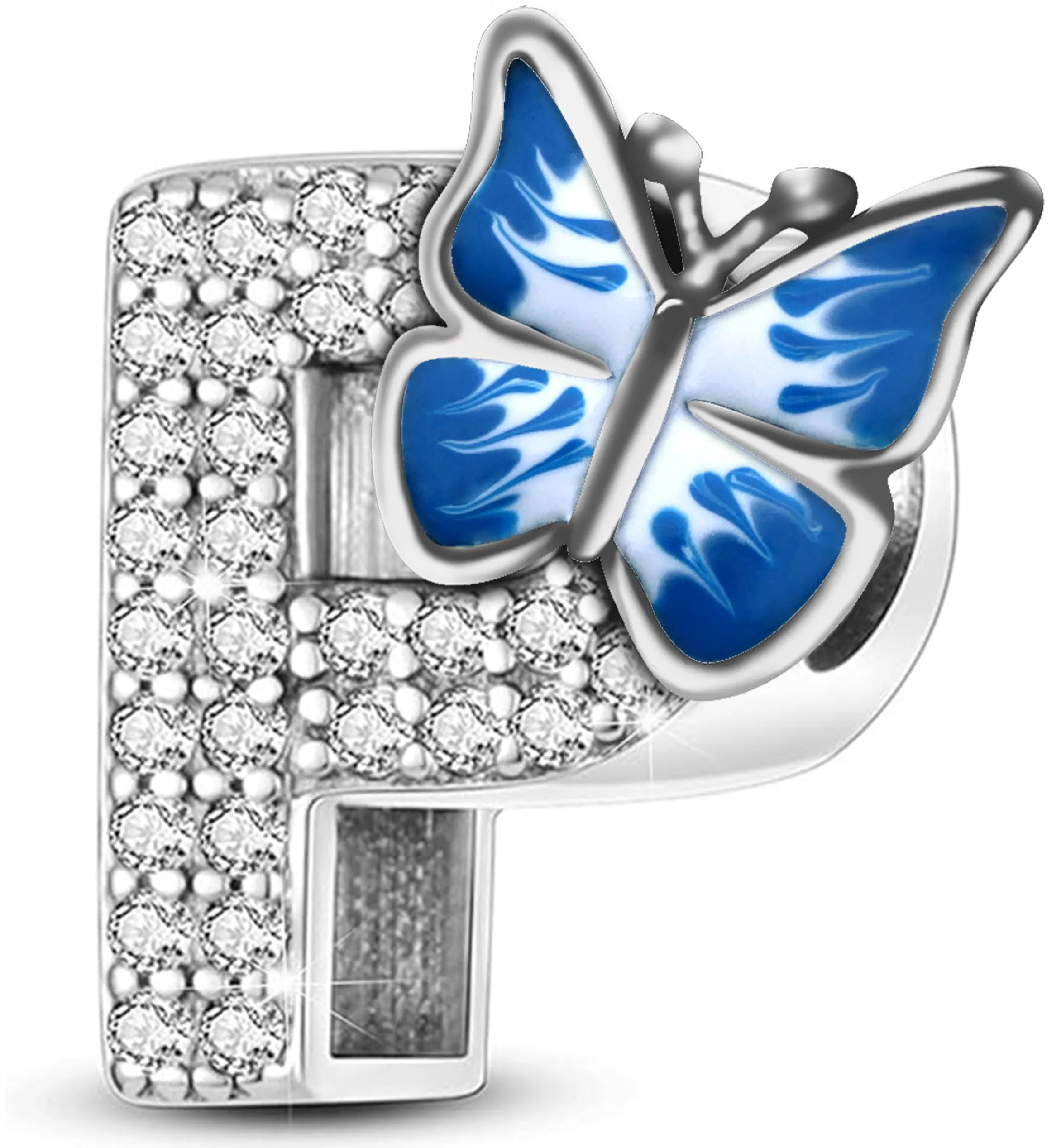 XWN Lettera Bead Charm Ciondolo Alfabeto Argento Sterling 925 con Cubic Zirconia Pendenti per Pandora Braccialetti, Compatibile con Braccialetti e Collane europei - immagine 1