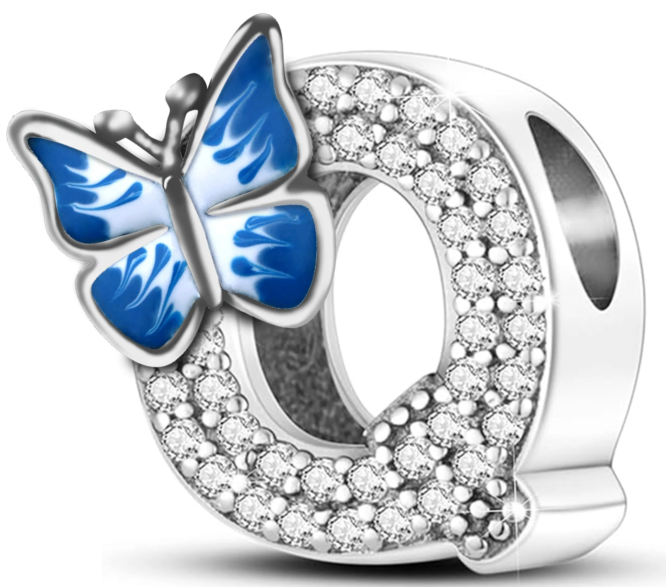 XWN Lettera Bead Charm Ciondolo Alfabeto Argento Sterling 925 con Cubic Zirconia Pendenti per Pandora Braccialetti, Compatibile con Braccialetti e Collane europei - immagine 1