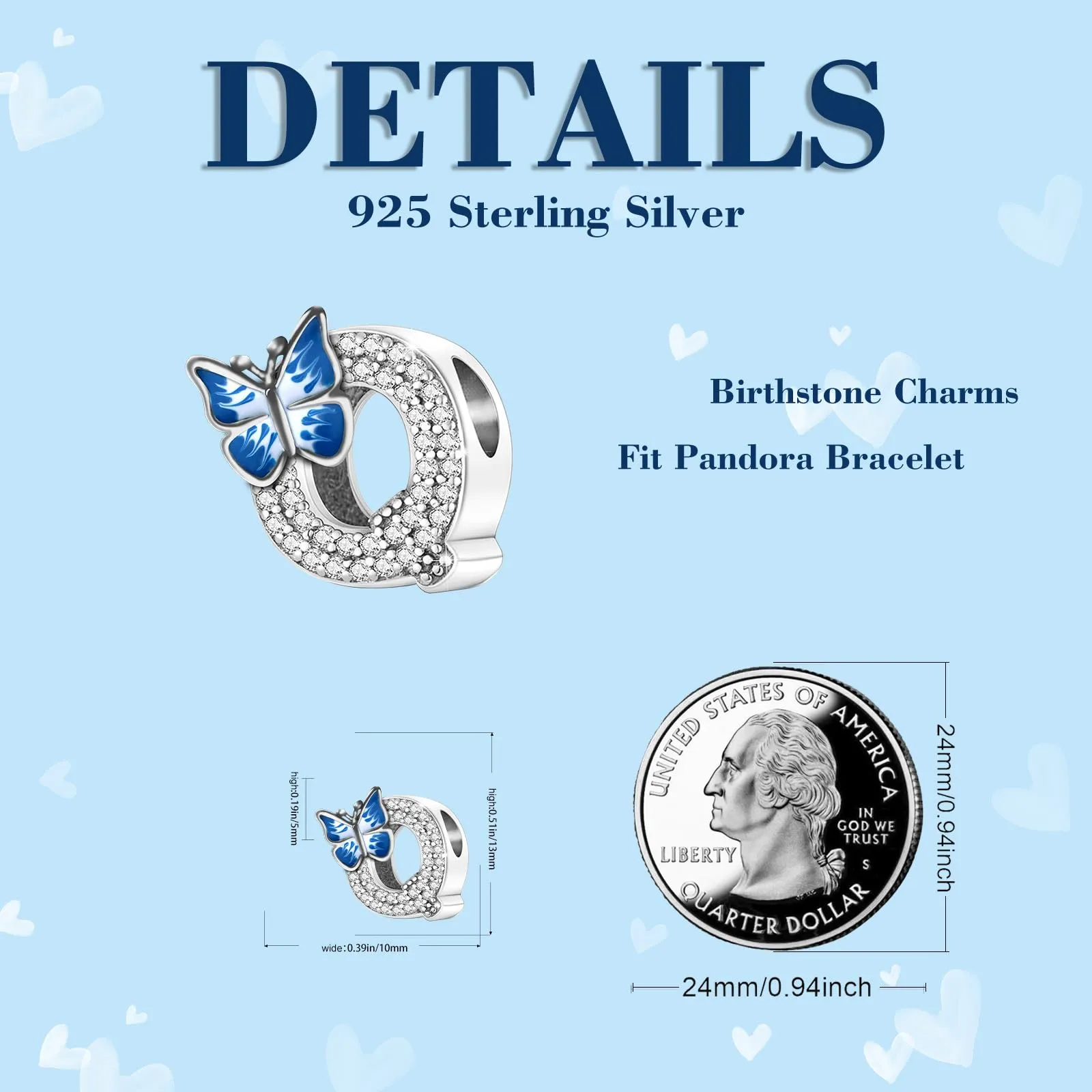 XWN Lettera Bead Charm Ciondolo Alfabeto Argento Sterling 925 con Cubic Zirconia Pendenti per Pandora Braccialetti, Compatibile con Braccialetti e Collane europei - immagine 7