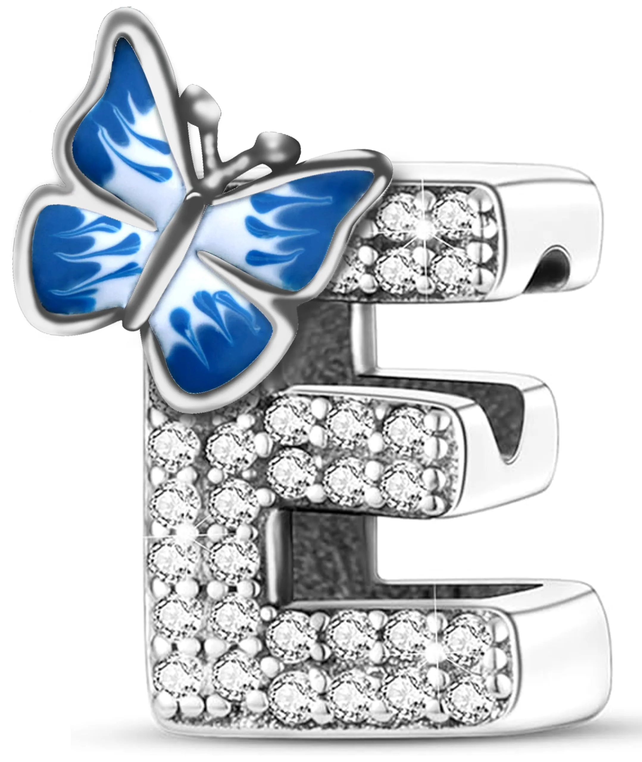 XWN Lettera Bead Charm Ciondolo Alfabeto Argento Sterling 925 con Cubic Zirconia Pendenti per Pandora Braccialetti, Compatibile con Braccialetti e Collane europei - immagine 1