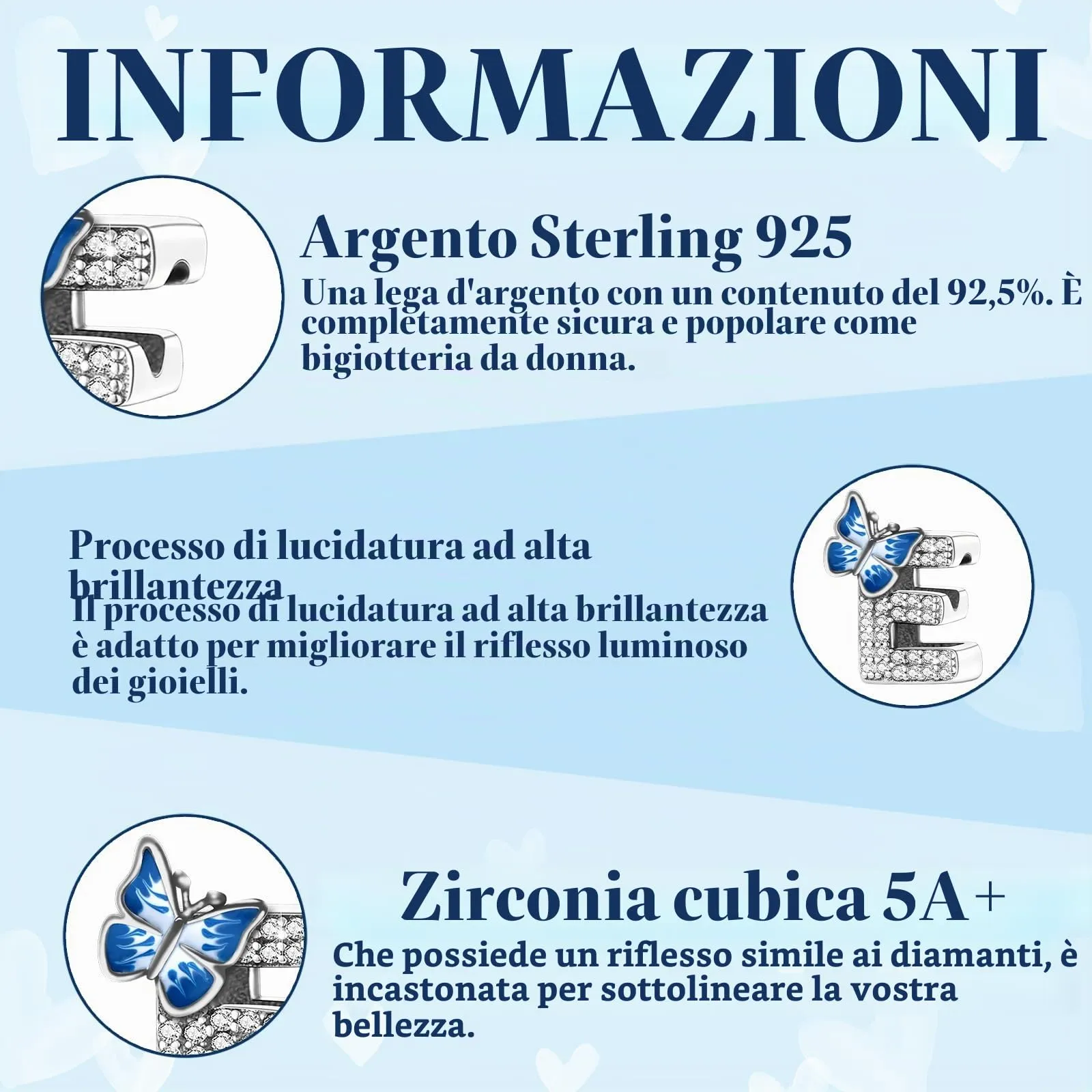 XWN Lettera Bead Charm Ciondolo Alfabeto Argento Sterling 925 con Cubic Zirconia Pendenti per Pandora Braccialetti, Compatibile con Braccialetti e Collane europei - immagine 6