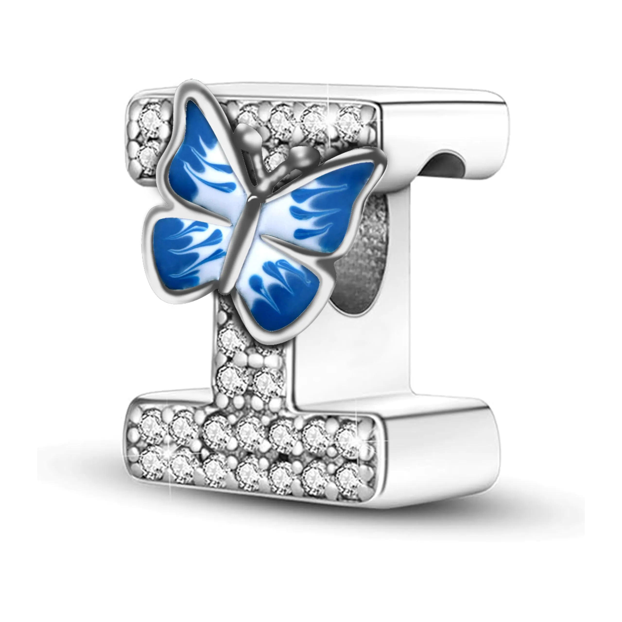 XWN Lettera Bead Charm Ciondolo Alfabeto Argento Sterling 925 con Cubic Zirconia Pendenti per Pandora Braccialetti, Compatibile con Braccialetti e Collane europei - immagine 1