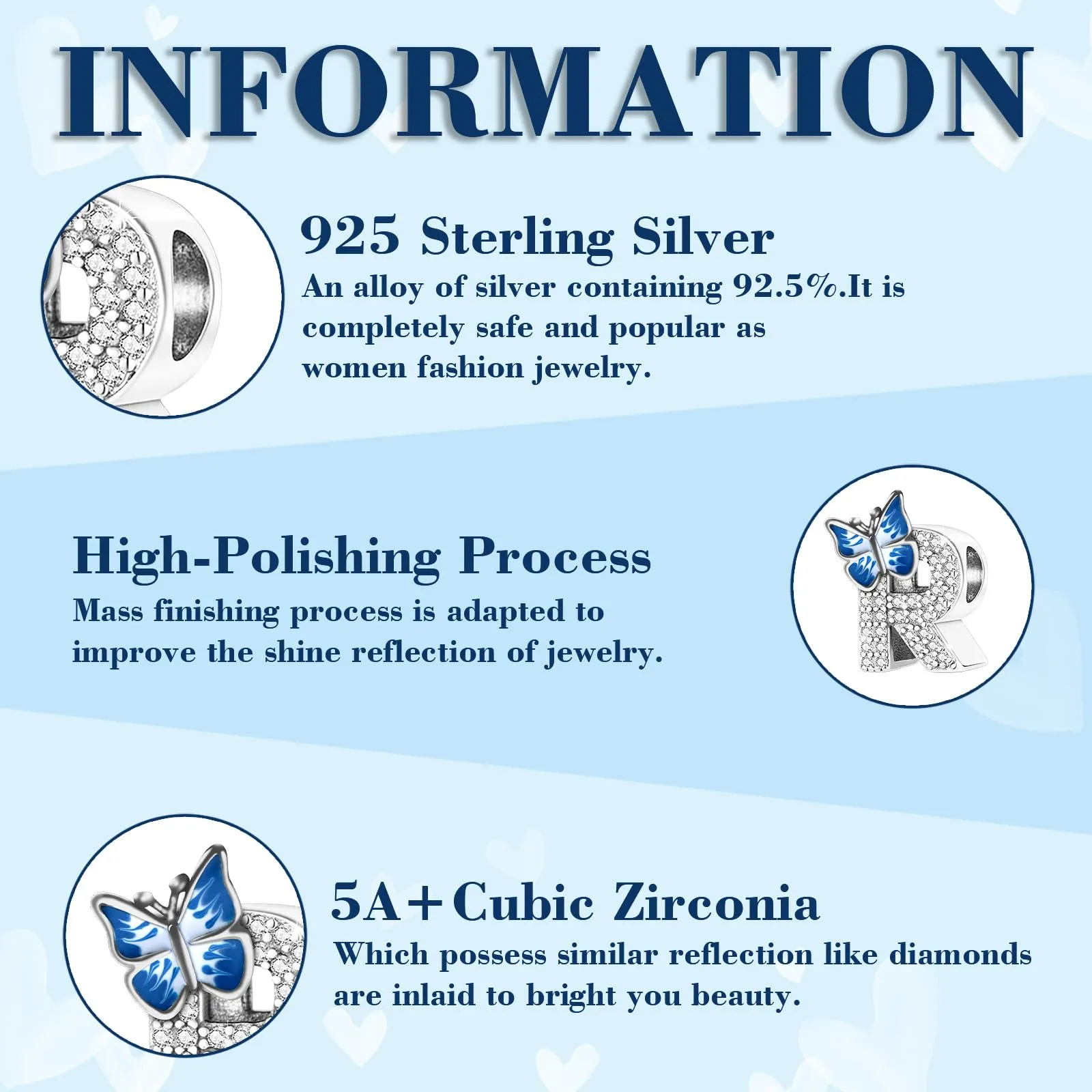 XWN Lettera Bead Charm Ciondolo Alfabeto Argento Sterling 925 con Cubic Zirconia Pendenti per Pandora Braccialetti, Compatibile con Braccialetti e Collane europei - immagine 6