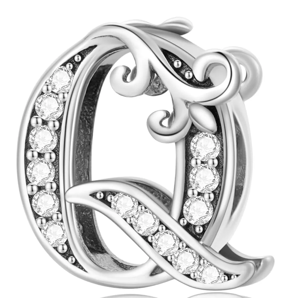 XWN Lettera Bead Charm Ciondolo Alfabeto Argento Sterling 925 con Cubic Zirconia Pendenti per Pandora Braccialetti, Compatibile con Braccialetti e Collane europei - immagine 1