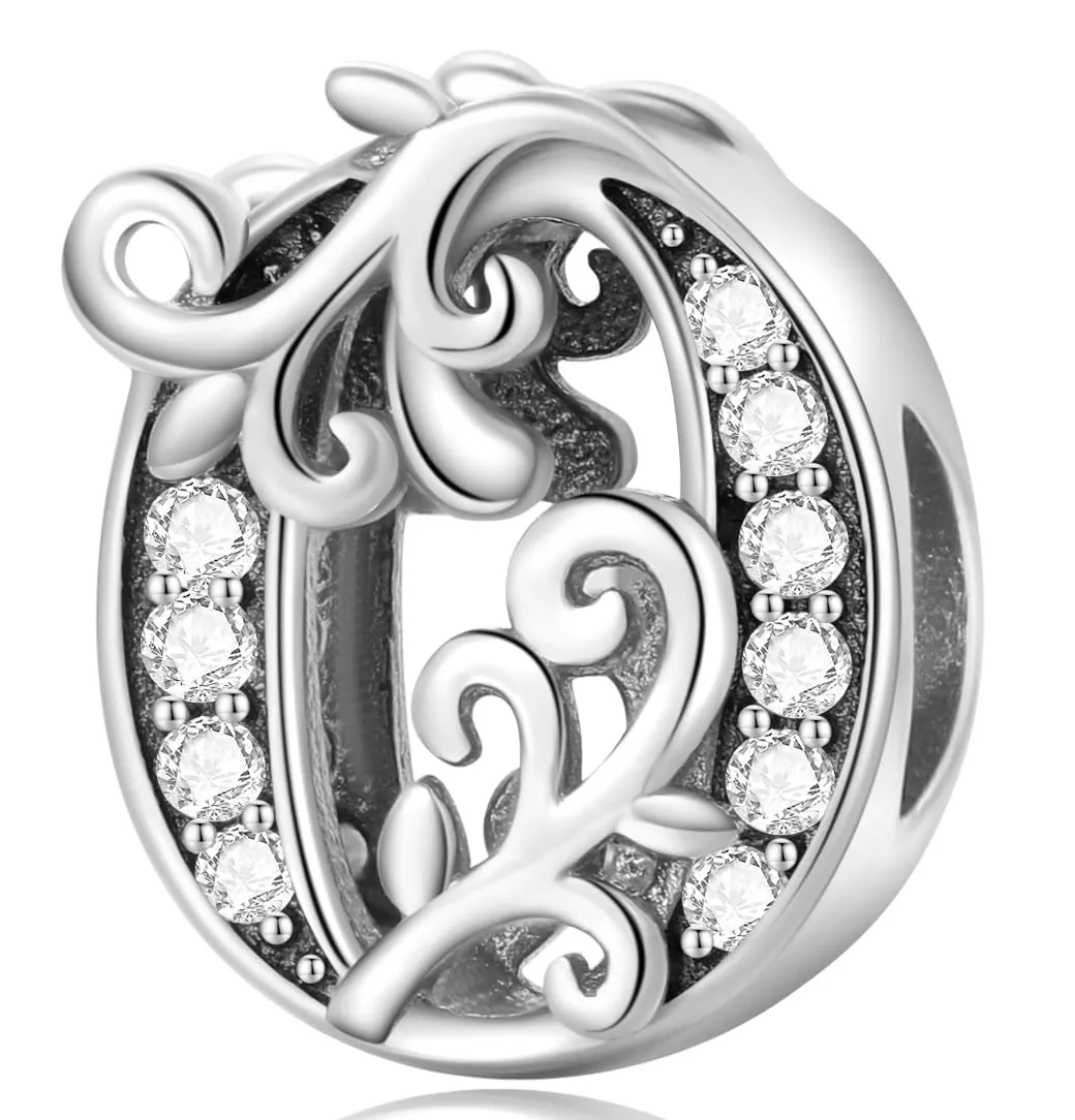 XWN Lettera Bead Charm Ciondolo Alfabeto Argento Sterling 925 con Cubic Zirconia Pendenti per Pandora Braccialetti, Compatibile con Braccialetti e Collane europei - immagine 1