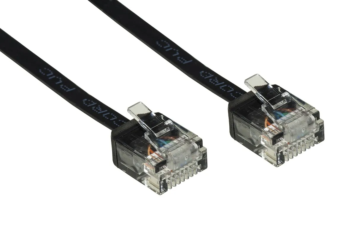 Cavo Rete Utp Cat. 6A Ultrapiatto Con Connettore Salvaspazio Mt 1 Colore Nero - immagine 1