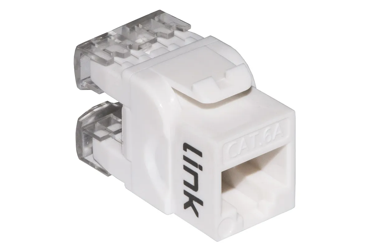 Presa Rete Keystone Jack Rj45 Categoria 6A Utp Colore Bianco 180° Contatti Dorati 50 Micron - immagine 1