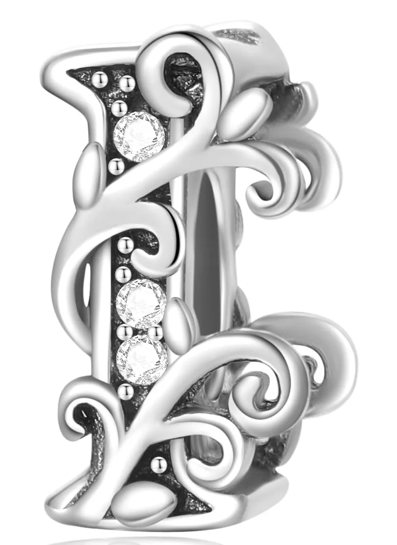XWN Lettera Bead Charm Ciondolo Alfabeto Argento Sterling 925 con Cubic Zirconia Pendenti per Pandora Braccialetti, Compatibile con Braccialetti e Collane europei - immagine 1