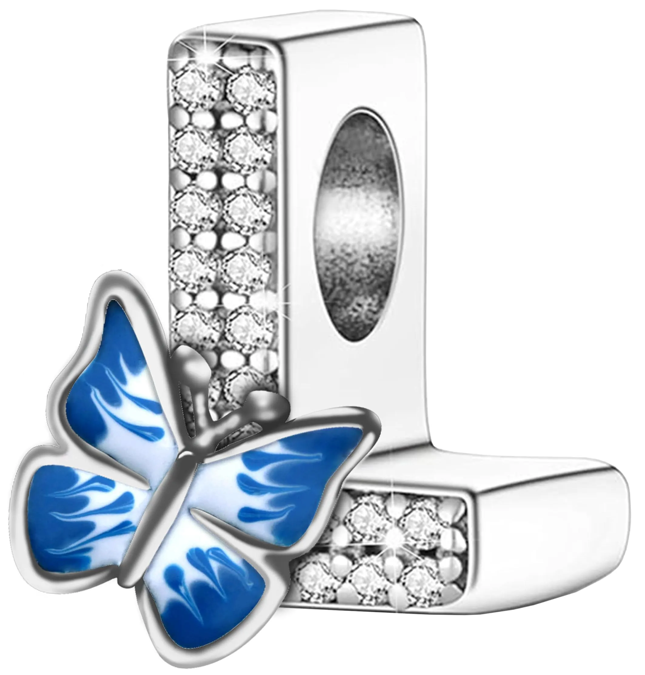 XWN Lettera Bead Charm Ciondolo Alfabeto Argento Sterling 925 con Cubic Zirconia Pendenti per Pandora Braccialetti, Compatibile con Braccialetti e Collane europei - immagine 1