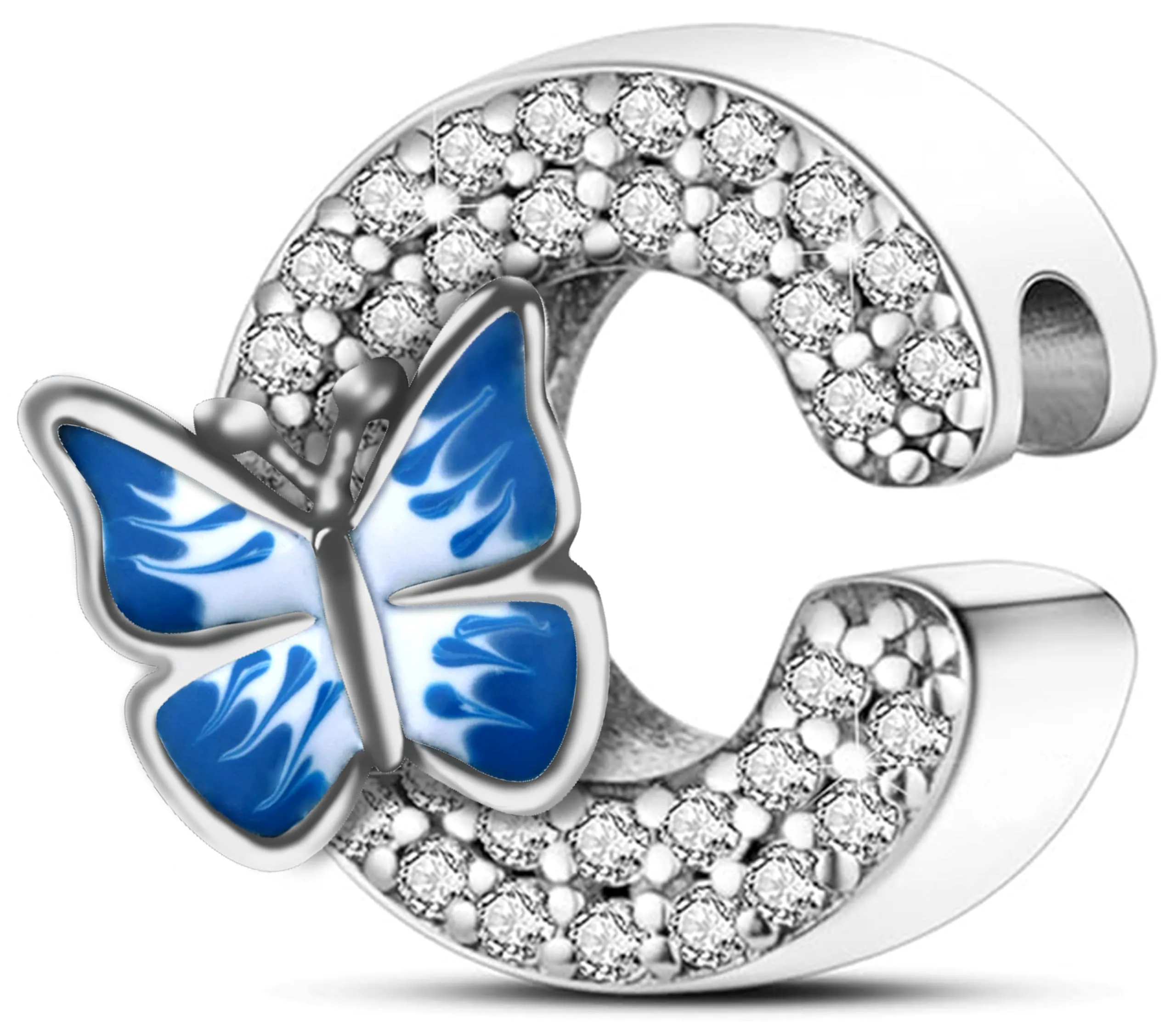 XWN Lettera Bead Charm Ciondolo Alfabeto Argento Sterling 925 con Cubic Zirconia Pendenti per Pandora Braccialetti, Compatibile con Braccialetti e Collane europei - immagine 1