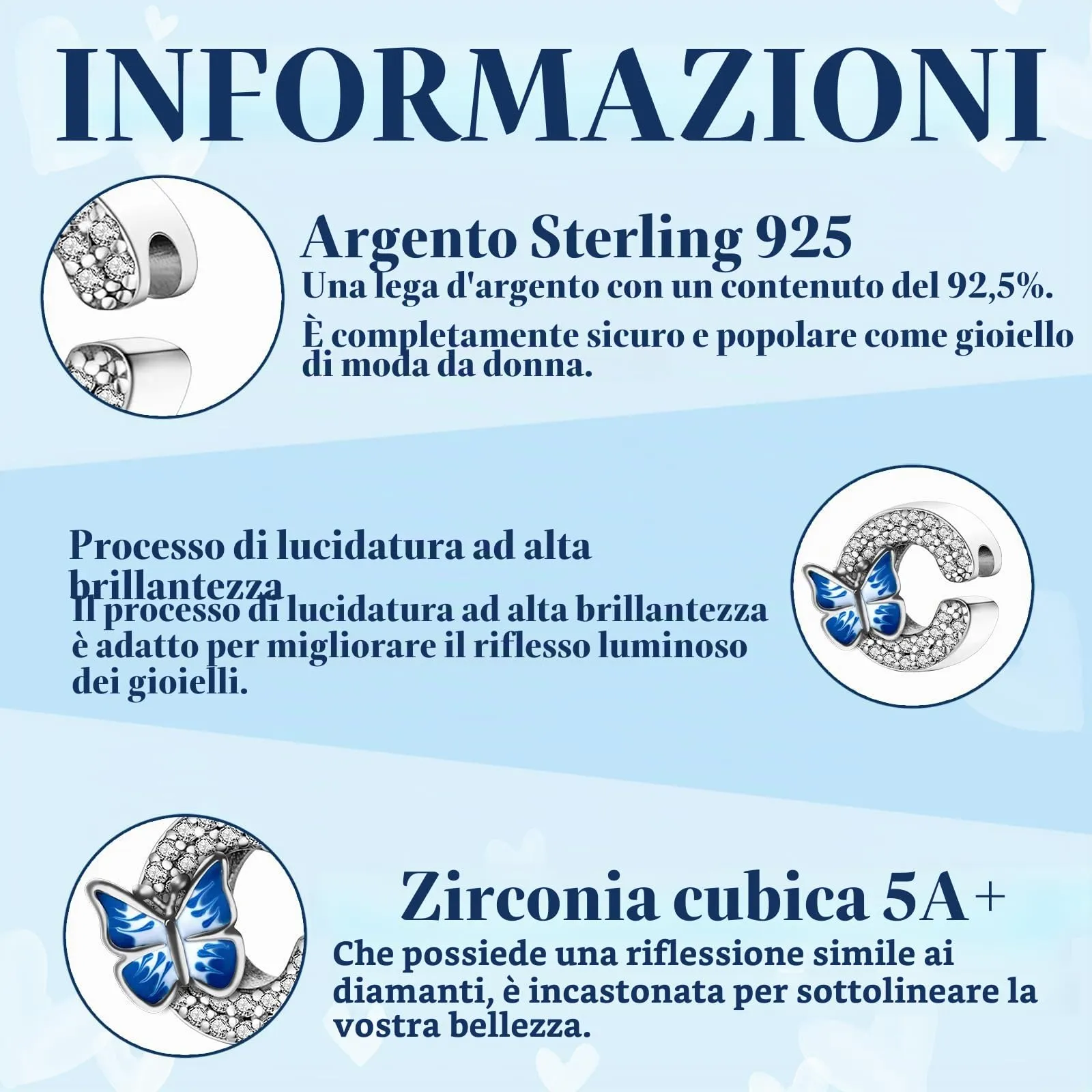 XWN Lettera Bead Charm Ciondolo Alfabeto Argento Sterling 925 con Cubic Zirconia Pendenti per Pandora Braccialetti, Compatibile con Braccialetti e Collane europei - immagine 6