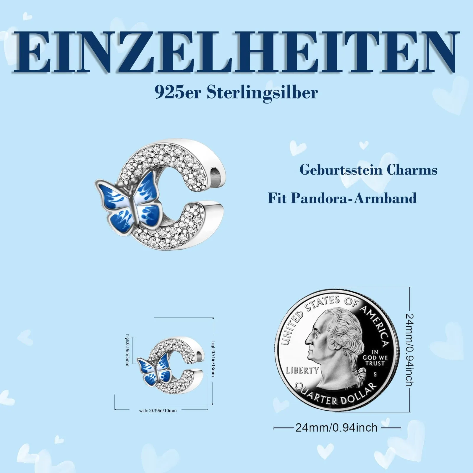 XWN Lettera Bead Charm Ciondolo Alfabeto Argento Sterling 925 con Cubic Zirconia Pendenti per Pandora Braccialetti, Compatibile con Braccialetti e Collane europei - immagine 7