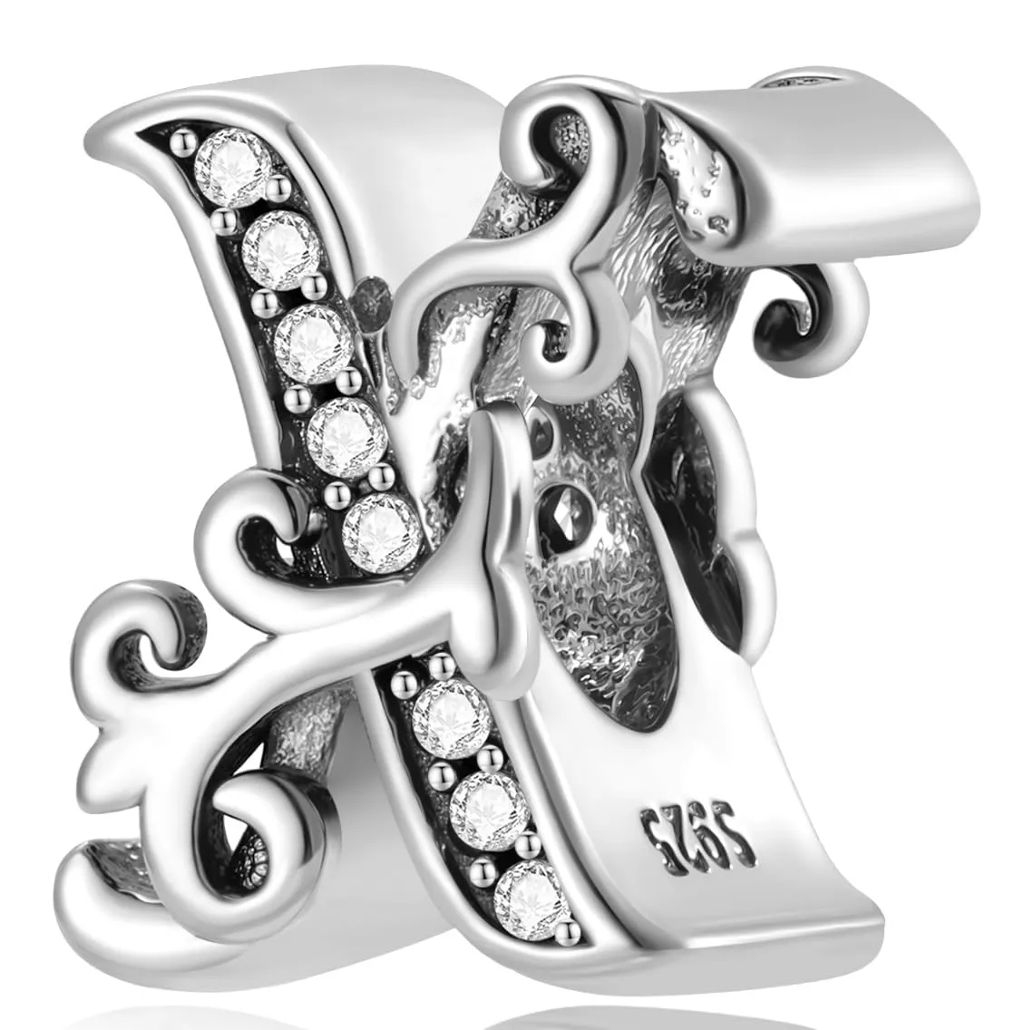 XWN Lettera Bead Charm Ciondolo Alfabeto Argento Sterling 925 con Cubic Zirconia Pendenti per Pandora Braccialetti, Compatibile con Braccialetti e Collane europei - immagine 1