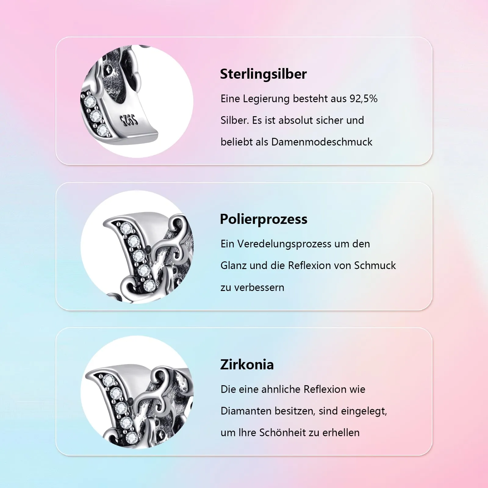 XWN Lettera Bead Charm Ciondolo Alfabeto Argento Sterling 925 con Cubic Zirconia Pendenti per Pandora Braccialetti, Compatibile con Braccialetti e Collane europei - immagine 5