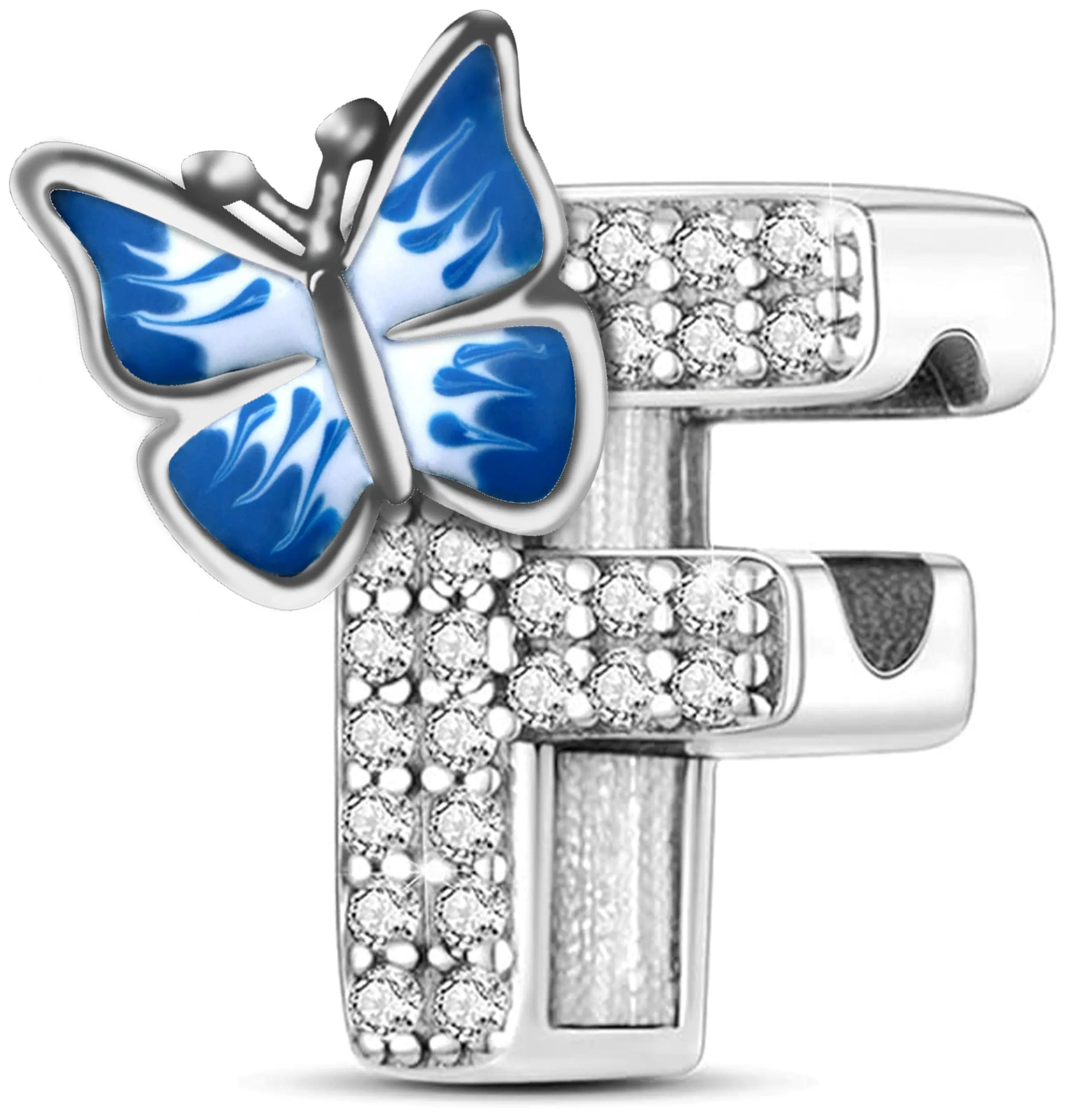 XWN Lettera Bead Charm Ciondolo Alfabeto Argento Sterling 925 con Cubic Zirconia Pendenti per Pandora Braccialetti, Compatibile con Braccialetti e Collane europei - immagine 1