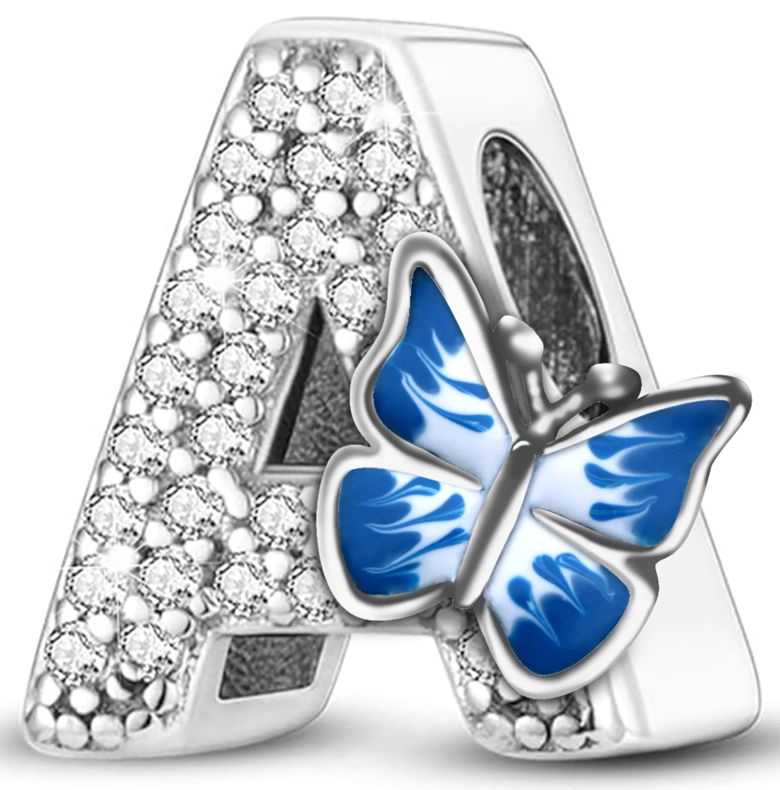 XWN Lettera Bead Charm Ciondolo Alfabeto Argento Sterling 925 con Cubic Zirconia Pendenti per Pandora Braccialetti, Compatibile con Braccialetti e Collane europei - immagine 1
