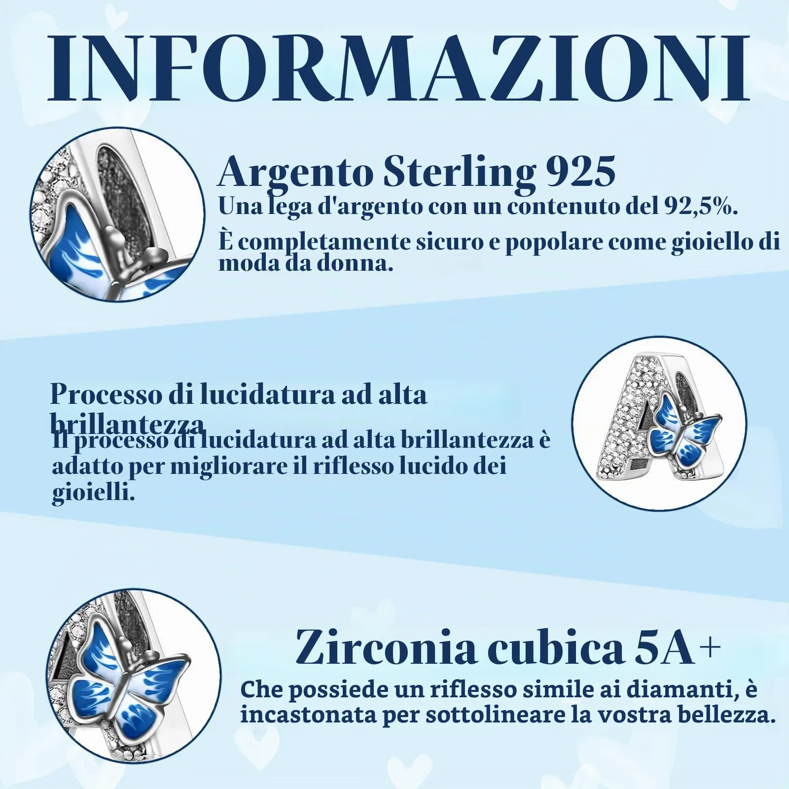 XWN Lettera Bead Charm Ciondolo Alfabeto Argento Sterling 925 con Cubic Zirconia Pendenti per Pandora Braccialetti, Compatibile con Braccialetti e Collane europei - immagine 6
