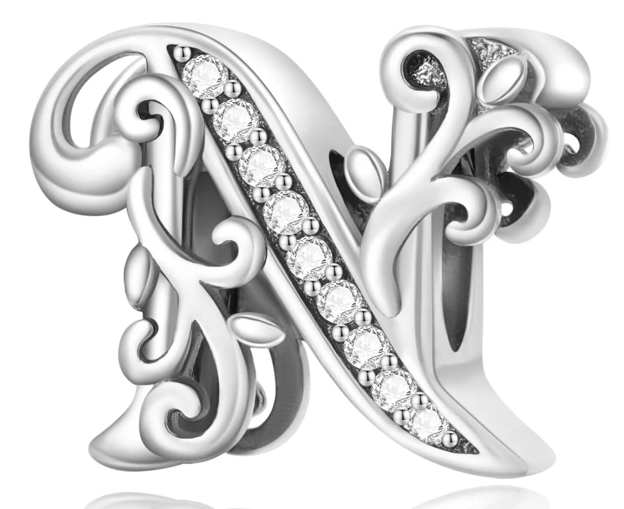 XWN Lettera Bead Charm Ciondolo Alfabeto Argento Sterling 925 con Cubic Zirconia Pendenti per Pandora Braccialetti, Compatibile con Braccialetti e Collane europei - immagine 1