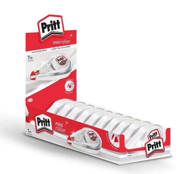 Espositore Pritt Mini Roller da 10 blocchetti correttori 42 mm x 7 m - Compatto ed ergonomico - Punta flessibile ad alta precisione - Compatibile con tutti i tipi di carta - immagine 1