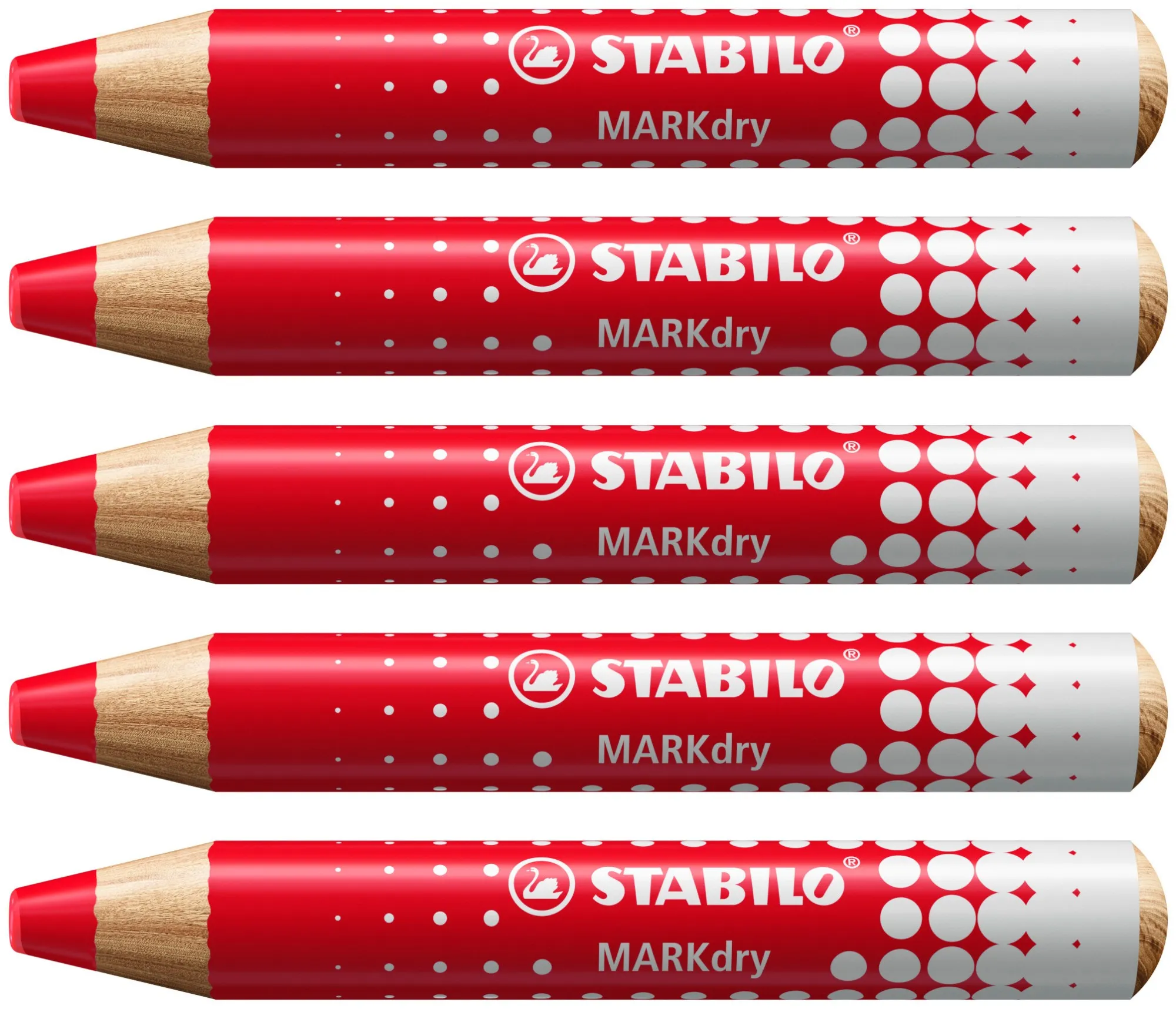 Stabilo MARKdry Pennarello per lavagna - Mina XXL da 10 mm - Legno certificato 100% CFRP - Colore rosso - immagine 1
