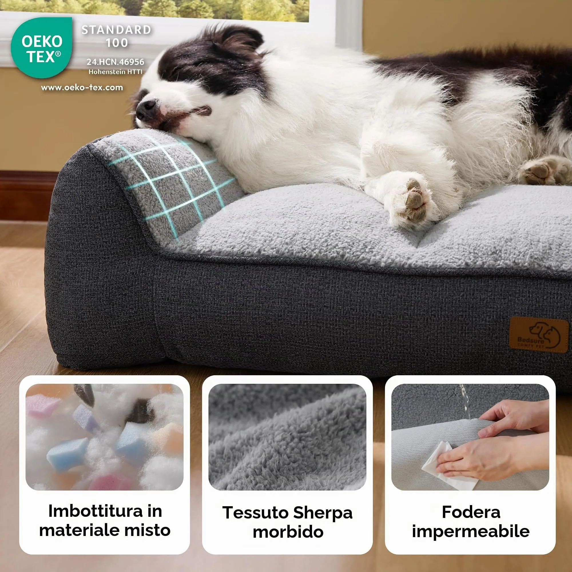 Bedsure SupportMax™ Extra Spesso Cuccia Cani Grande 89x63cm - immagine 5