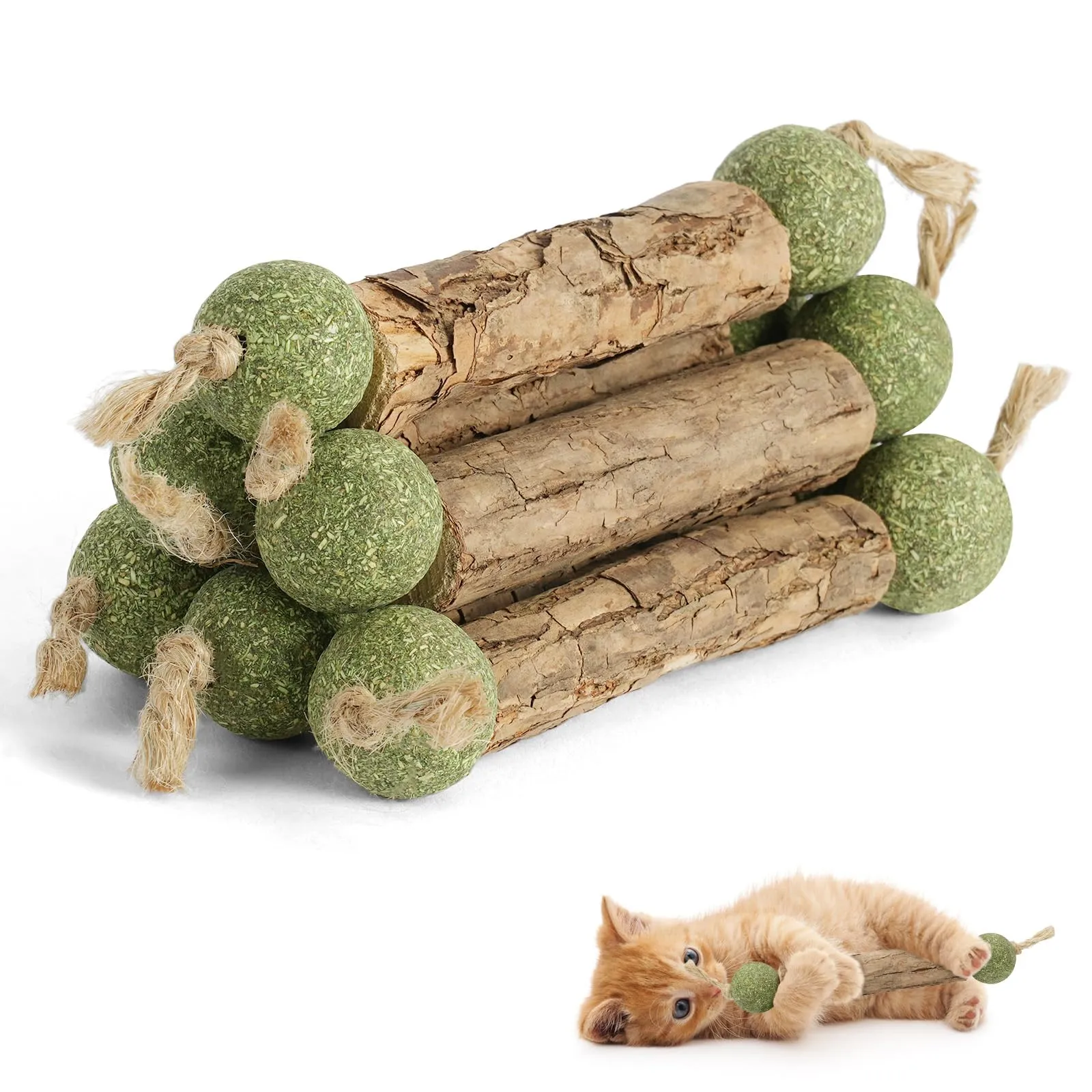 OSDUE Bastoncini Cura Denti per Gatti, 6Pz Dental Stick, Giocattolo di Erba Gatta Matatabi Stick Contro Alito Cattivo per Dental Care Pratica Bastoncini da Masticare Naturale 12Palline di liofilizzate - immagine 1