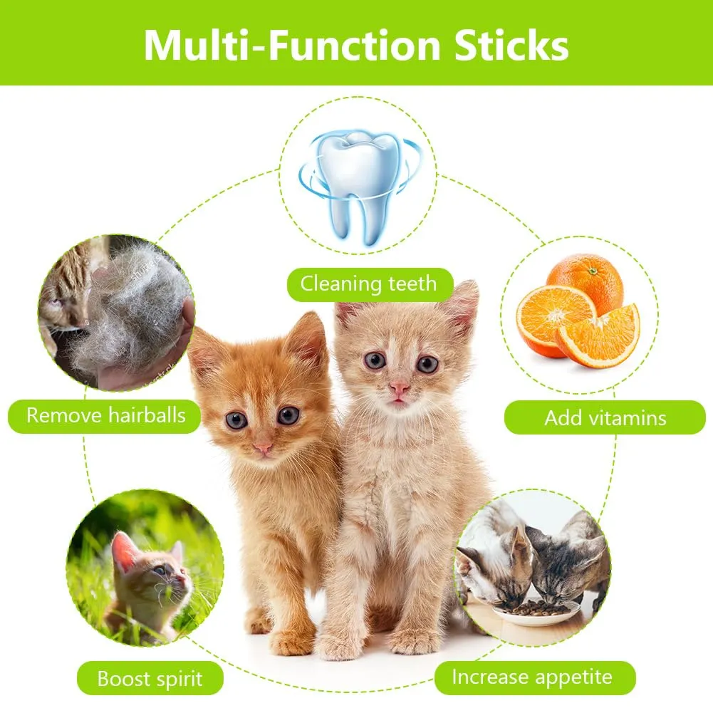 OSDUE Bastoncini Cura Denti per Gatti, 6Pz Dental Stick, Giocattolo di Erba Gatta Matatabi Stick Contro Alito Cattivo per Dental Care Pratica Bastoncini da Masticare Naturale 12Palline di liofilizzate - immagine 5