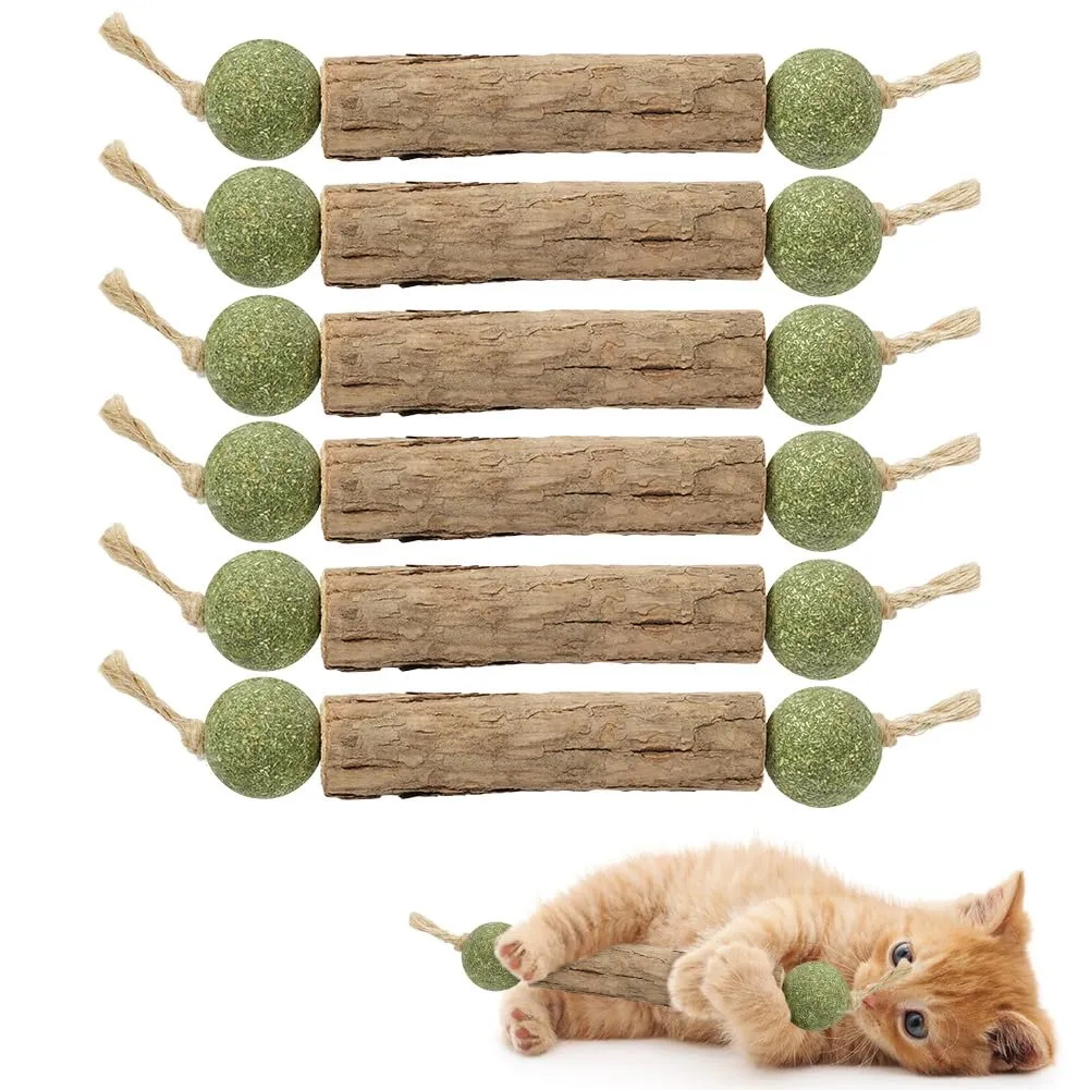 OSDUE Bastoncini Cura Denti per Gatti, 6Pz Dental Stick, Giocattolo di Erba Gatta Matatabi Stick Contro Alito Cattivo per Dental Care Pratica Bastoncini da Masticare Naturale 12Palline di liofilizzate - immagine 8