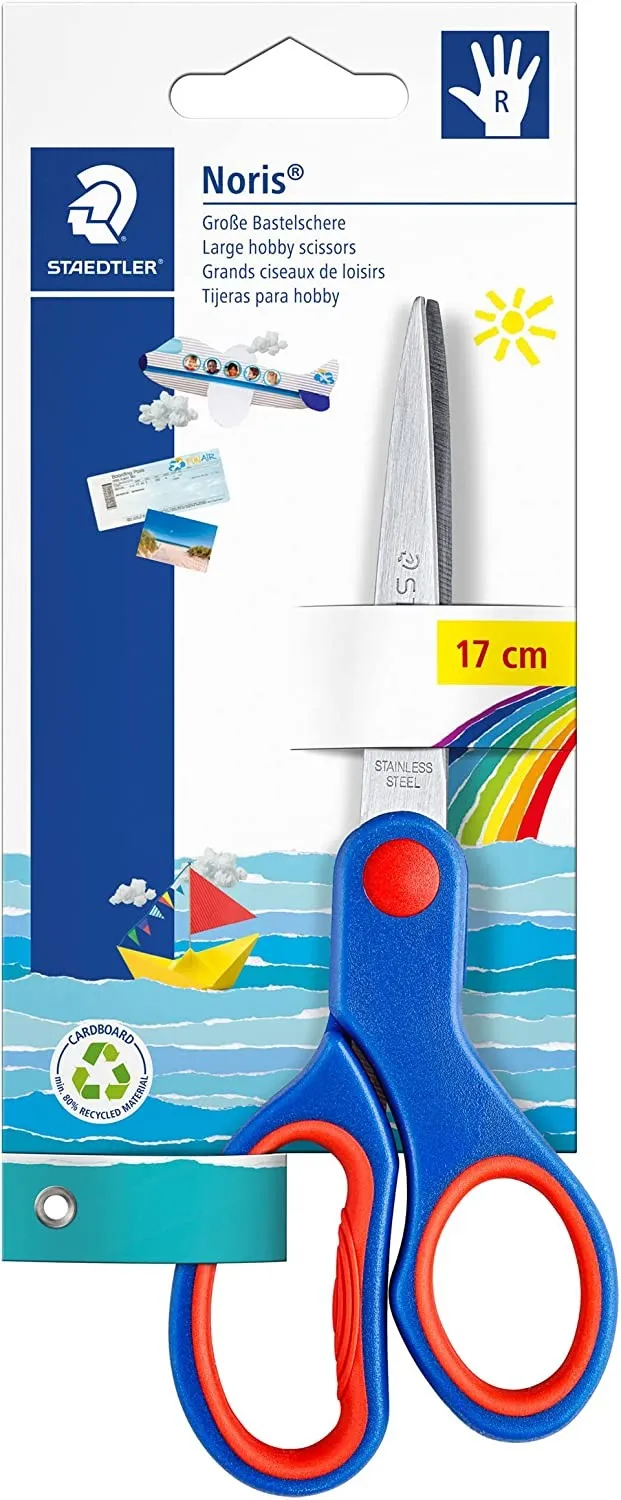 Forbici da scuola Staedtler Noris 965 - Acciaio inossidabile - Impugnatura ergonomica - Colore blu - immagine 1
