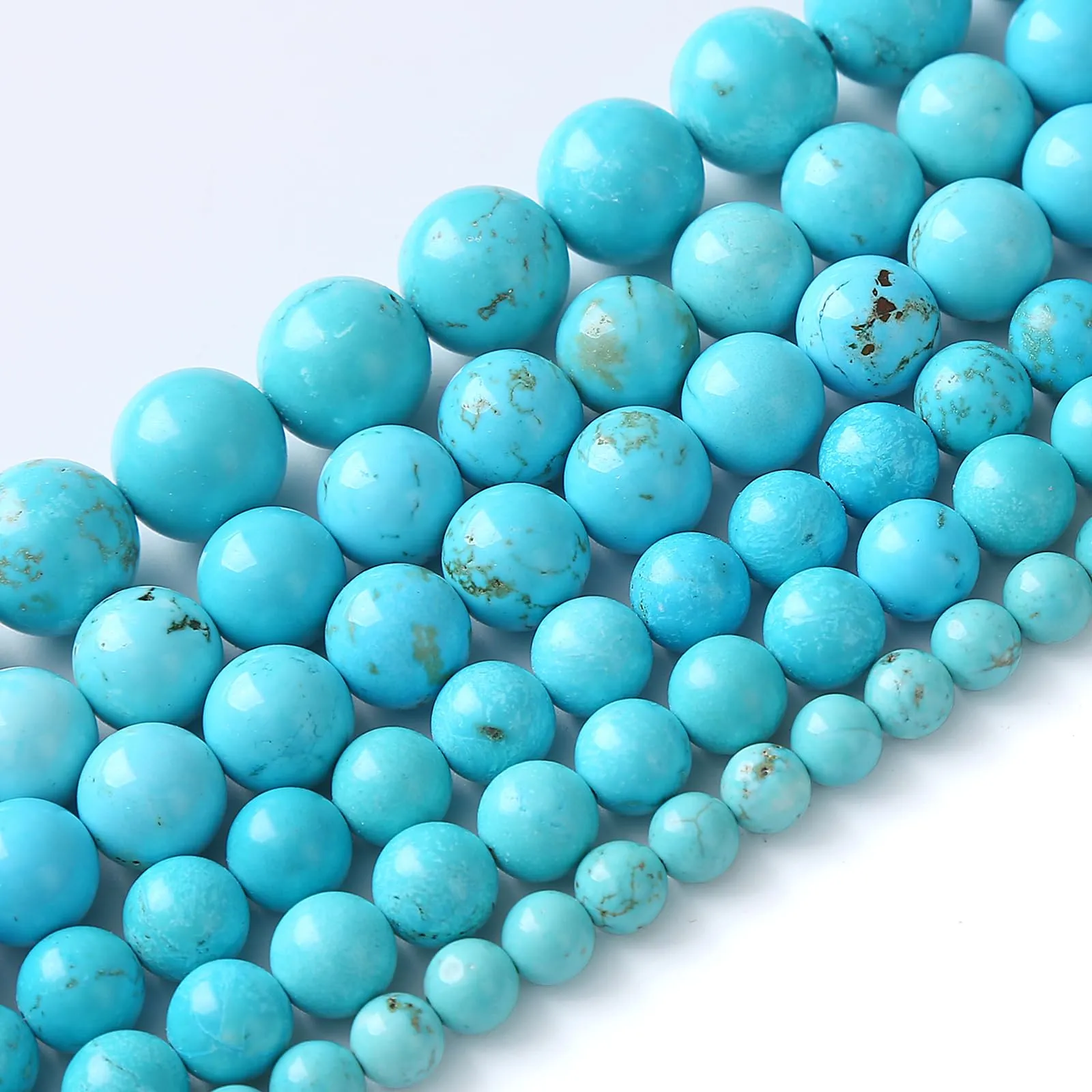 Perline turchesi in pietra naturale, 12 mm, 32 pezzi, per gioielli fai da te - immagine 2