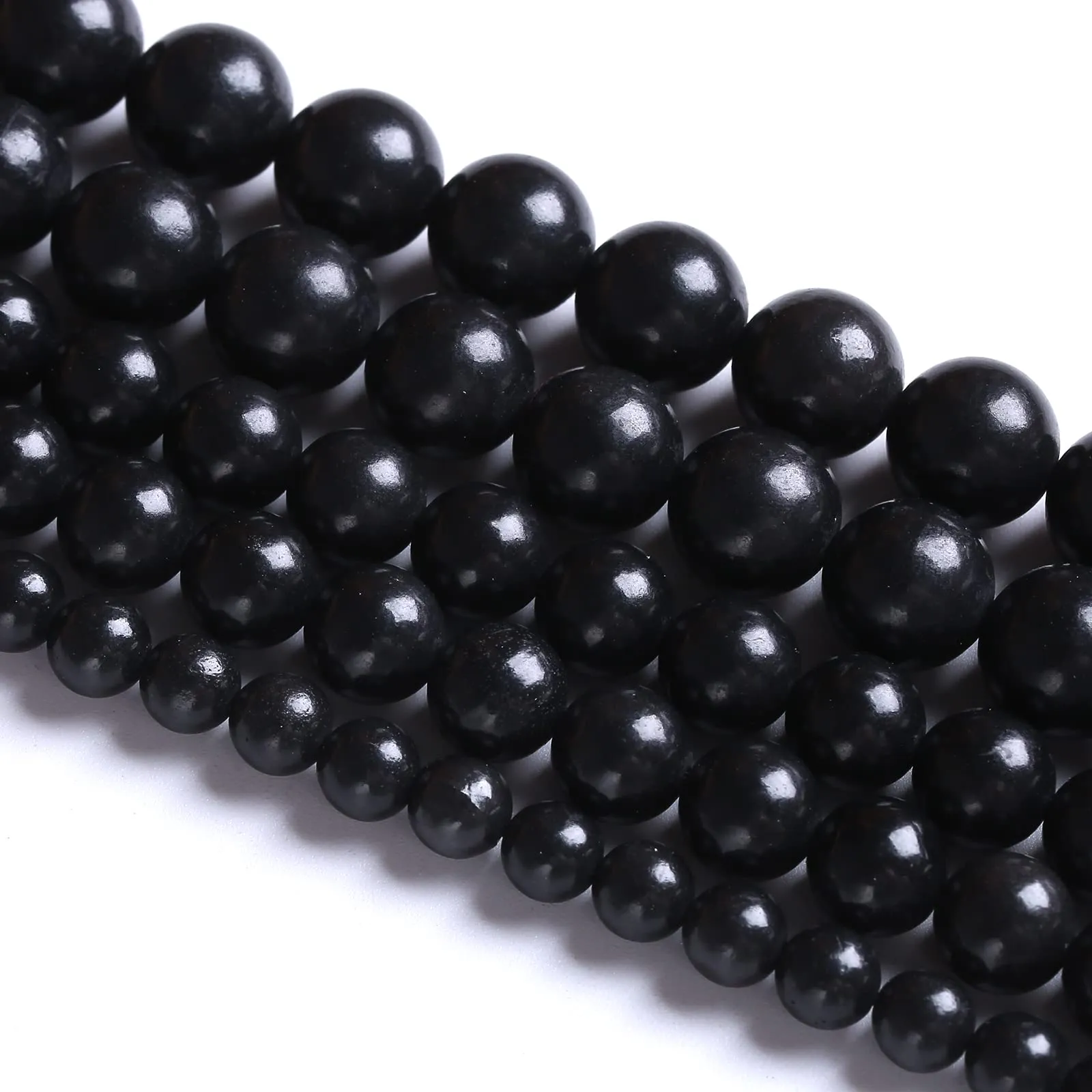 38 perline di shungite in pietra naturale, 10 mm, perline sfuse per gioielli fai da te - immagine 4