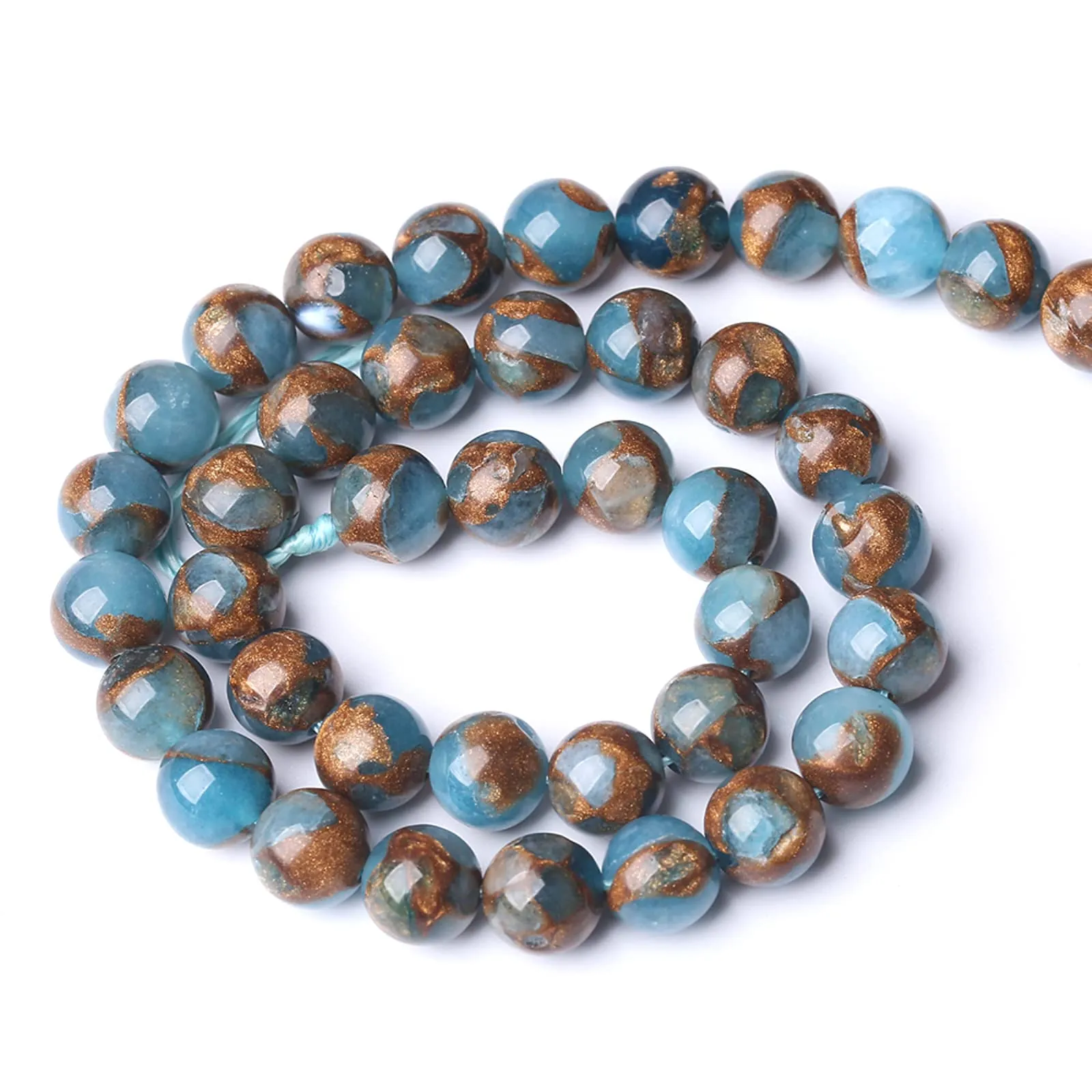 Perline distanziatrici sfuse per gioielli fai da te, 8 mm, 45 pezzi, colore blu lago - immagine 4