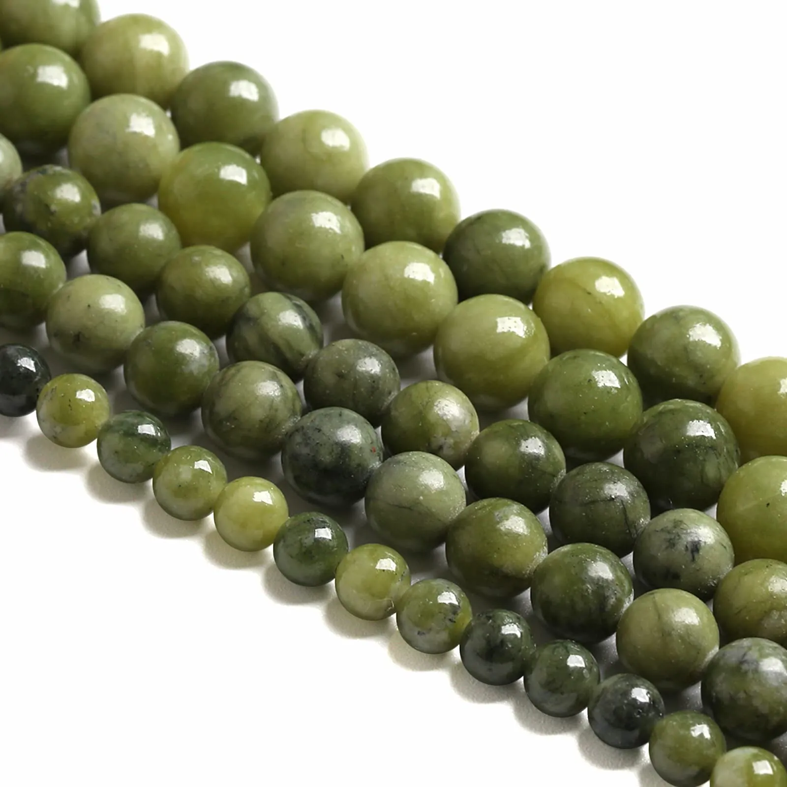 30 perline sfuse di giada verde cinese, 12 mm, per creare gioielli fai da te, braccialetti e collane - immagine 2