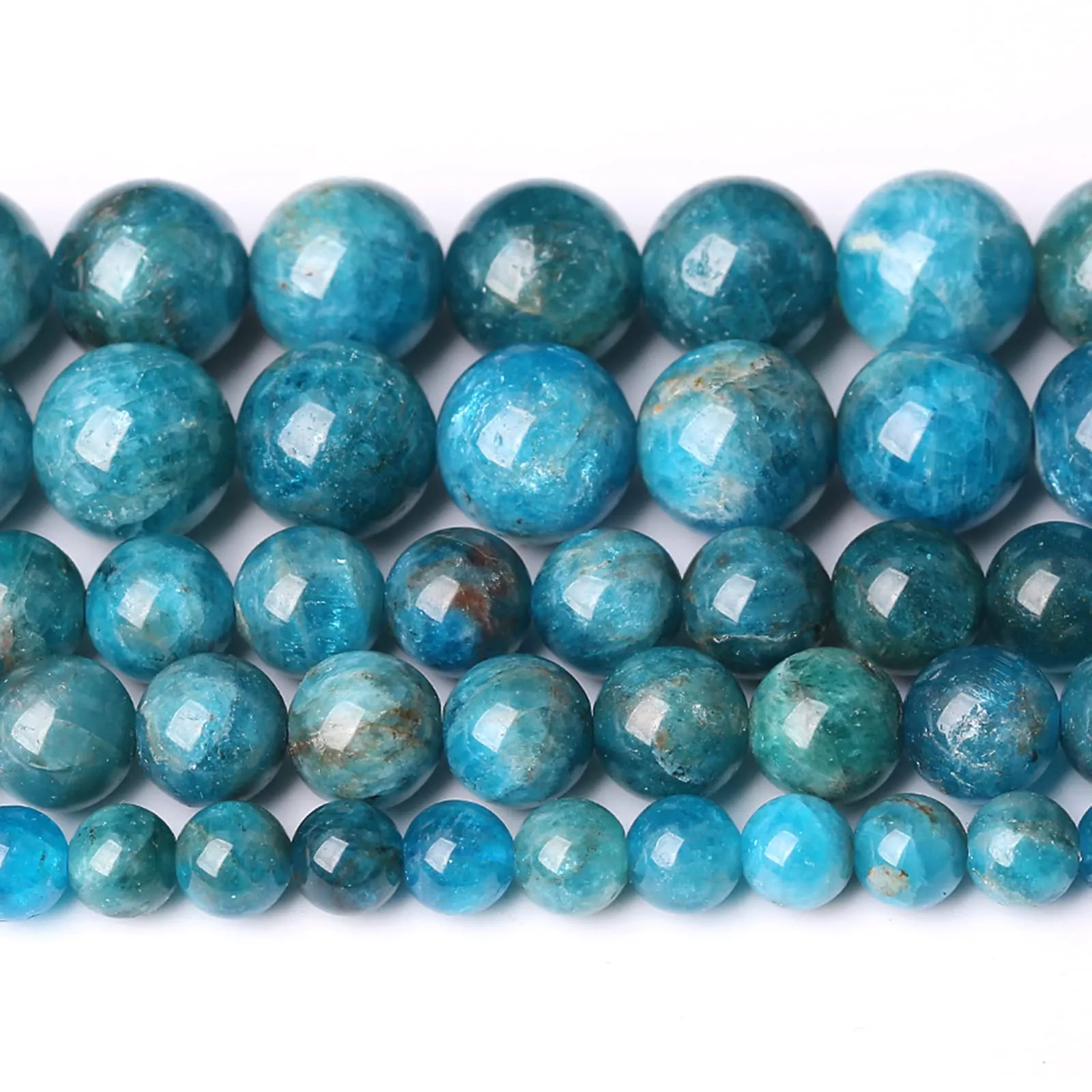 6 mm 60 perline sfuse in pietra naturale blu apatite di grado A per la creazione di gioielli e braccialetti fai da te - immagine 4