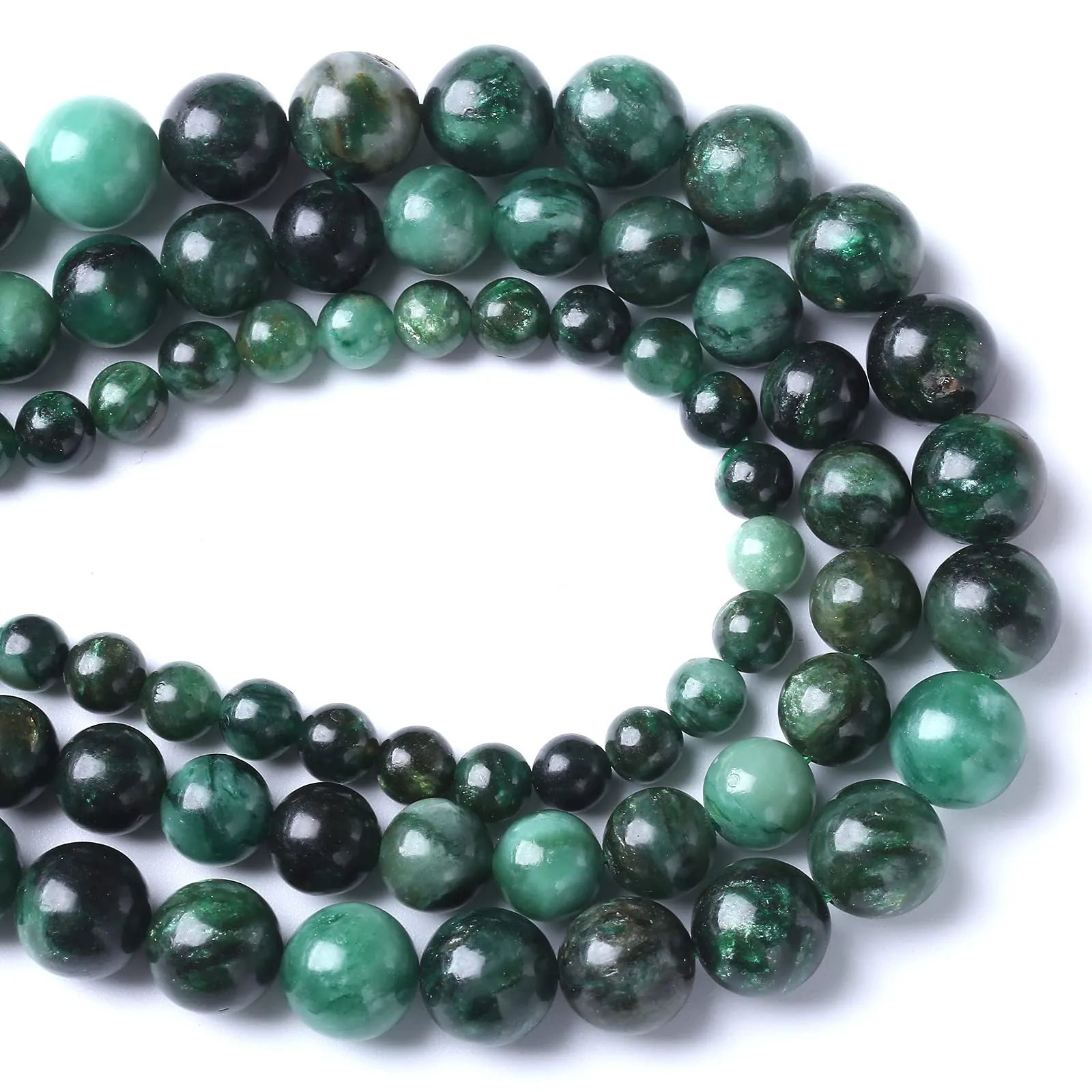 36 perline in cristallo di mica verde smeraldo naturale da 10 mm, per la creazione di gioielli e braccialetti fai da te - immagine 4