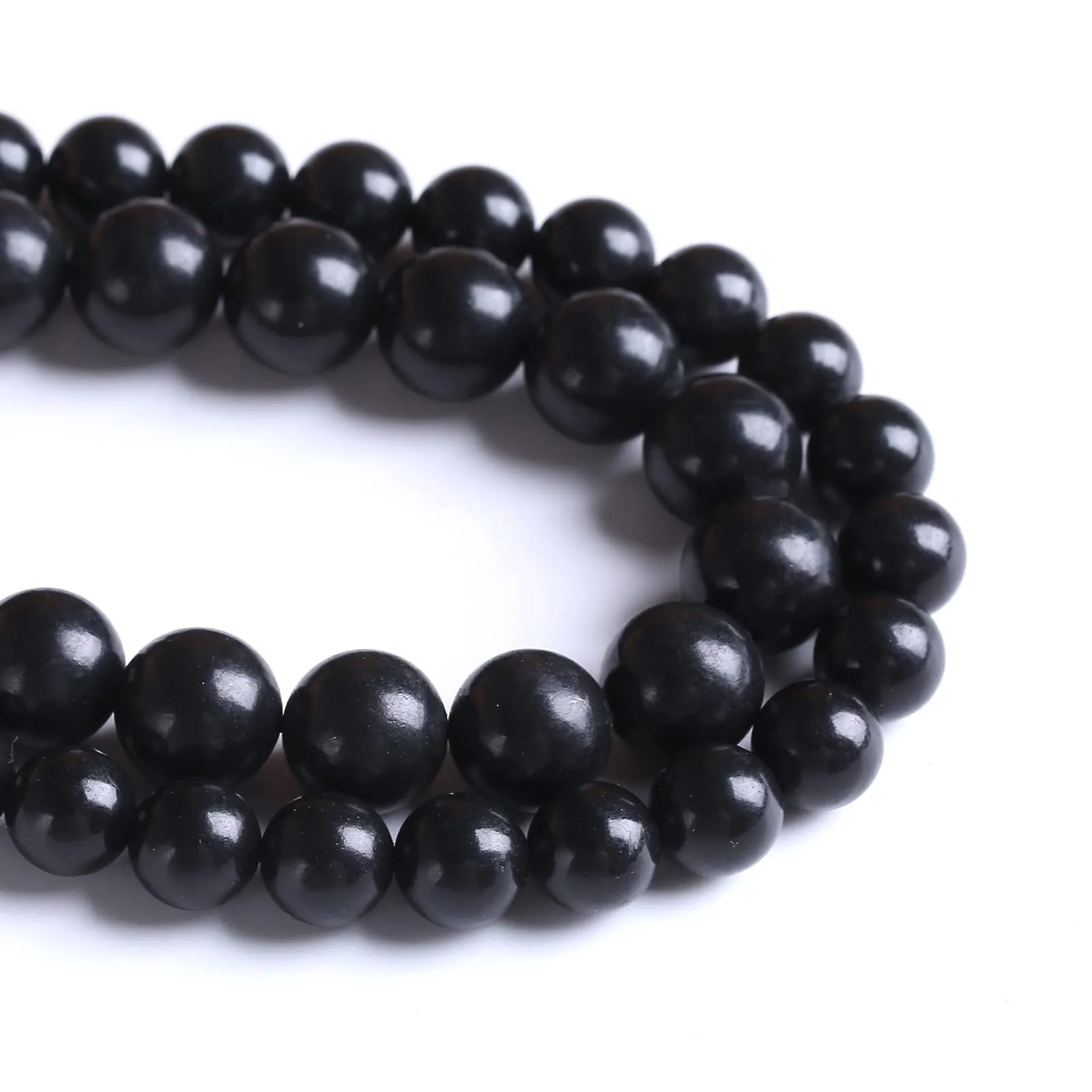 90 perline di shungite in pietra naturale da 8 mm, perline sfuse per gioielli fai da te - immagine 2