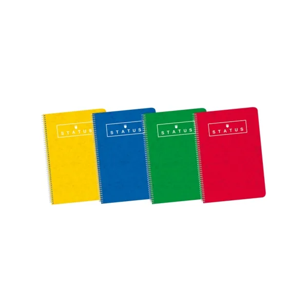 Quaderno a spirale con copertina rigida Enri Status per la quarta elementare 4x4 con margine 80 fogli assortiti - Quaderno con copertina rigida resistente griglia 4x4 con margine 80 fogli di alta qualità - immagine 1