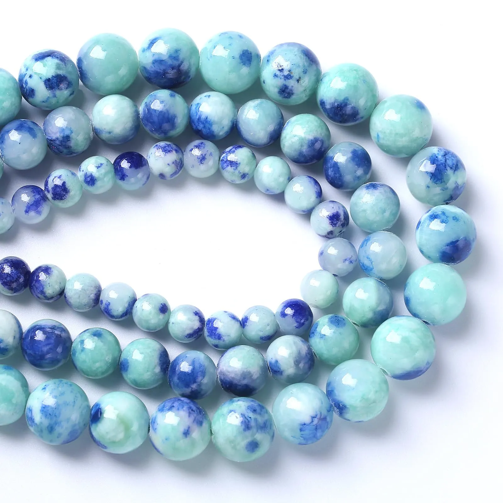 38 perline distanziali in giada persiana blu pavone, 10 mm, per la creazione di gioielli, braccialetti e collane fai da te - immagine 4