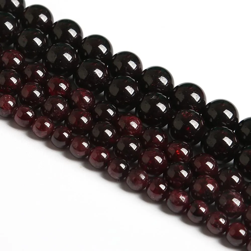 Perline sfuse in granato naturale, 8 mm, 45 pezzi, per la creazione di gioielli, braccialetti fai da te, cristallo, 1 filo - immagine 2