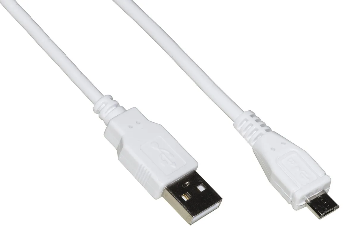 Cavo Micro Usb 2.0 Bianco Mt 1 In Rame Per Ricarica Veloce E Scambio Dati - immagine 1