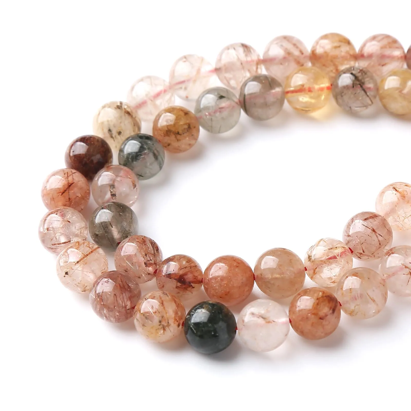 Perline di quarzo rutilato colorate in cristallo naturale, 8 mm, 45 pezzi, per gioielli fai da te - immagine 4