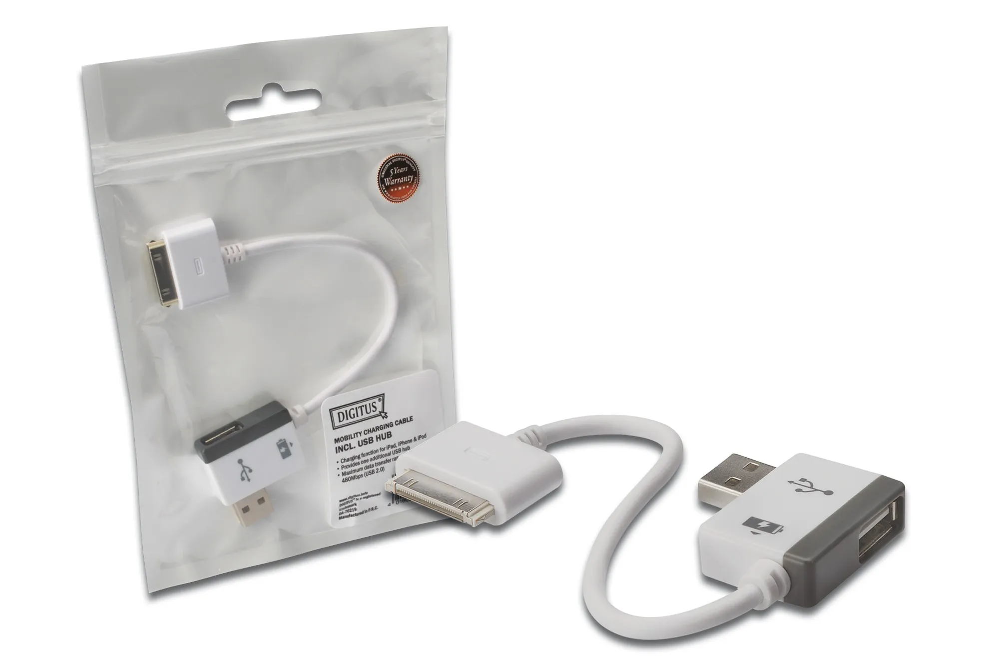 Cavo Di Ricarica Digitus Per Apple Con Porta Aggiuntiva Usb - immagine 1
